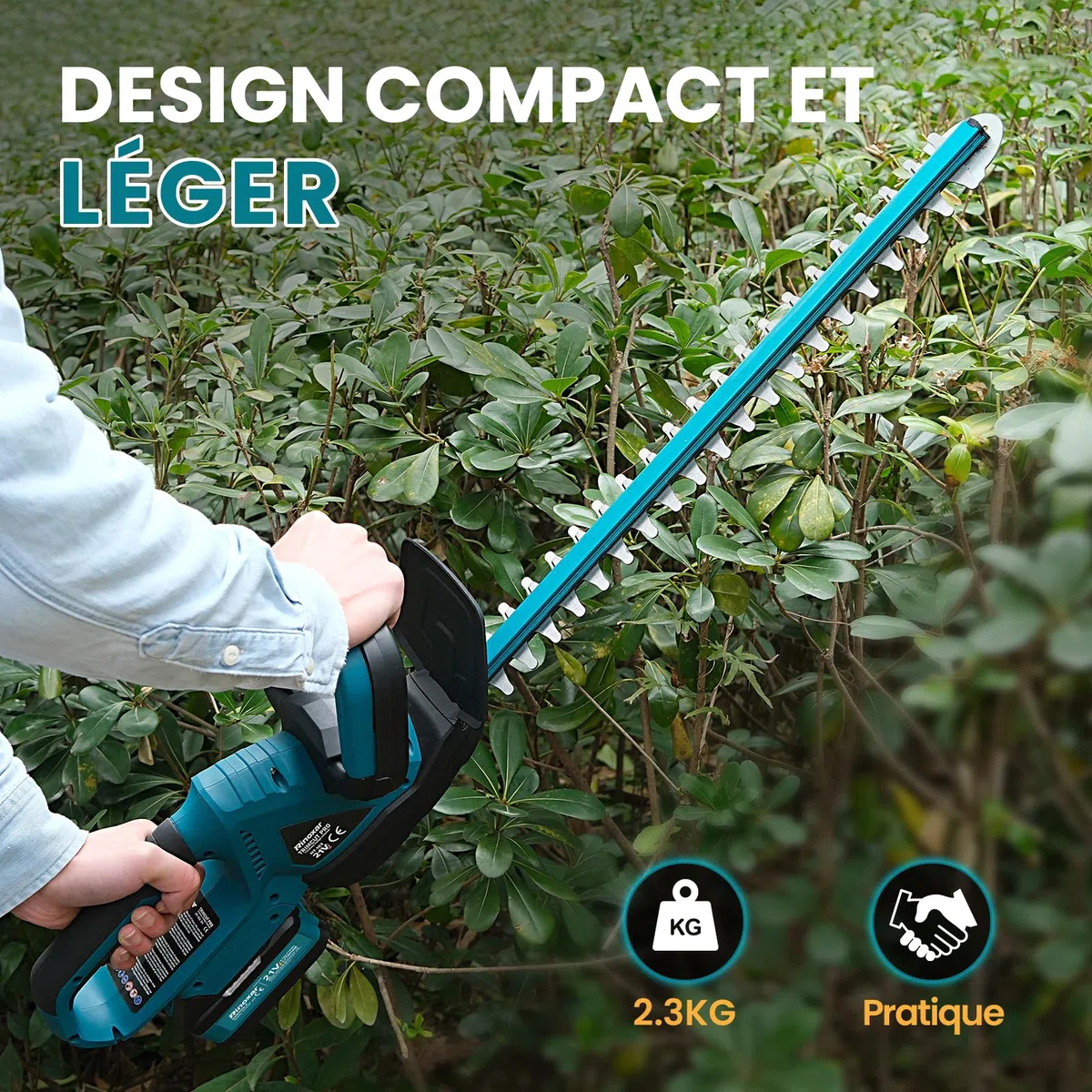 Taille Haie Batterie avec 2X 4000mAh Batteries et Chargeur, Moteur Brushless 600W 28500rpm, Taille Haie Electrique sans Fil avec Lame 52cm, Taille-Haies Électriques pour Jardin
