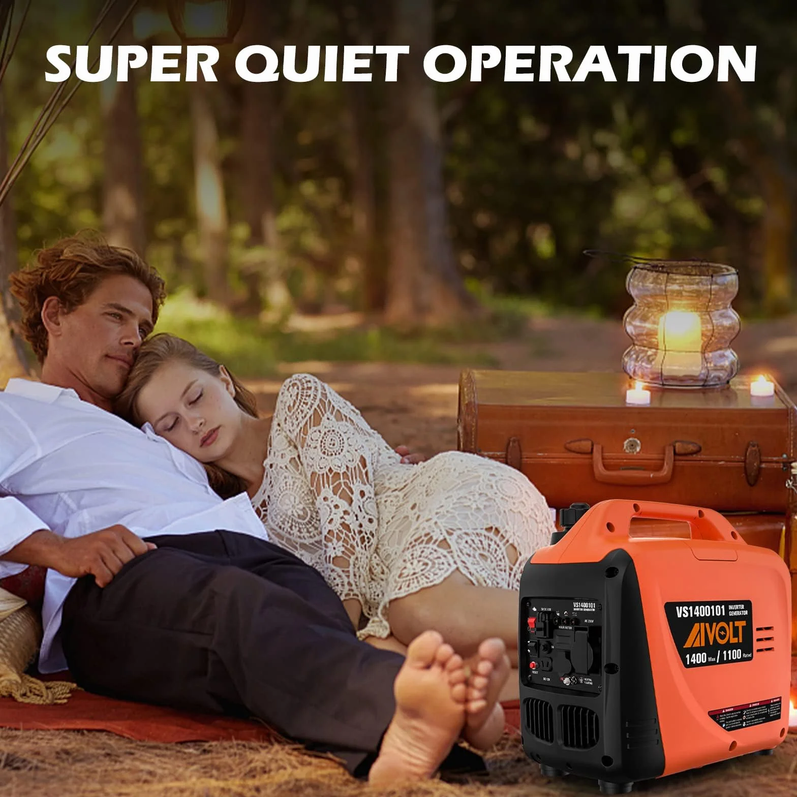 AIVOLT Groupe Électrogène d'essence 1400W Générateur d'onduleur Silencieux avec Prises AC 230V/DC 12V/USB Type-A et Réservoir de 2,5 L Générateur Léger Portable pour Camping Extérieur