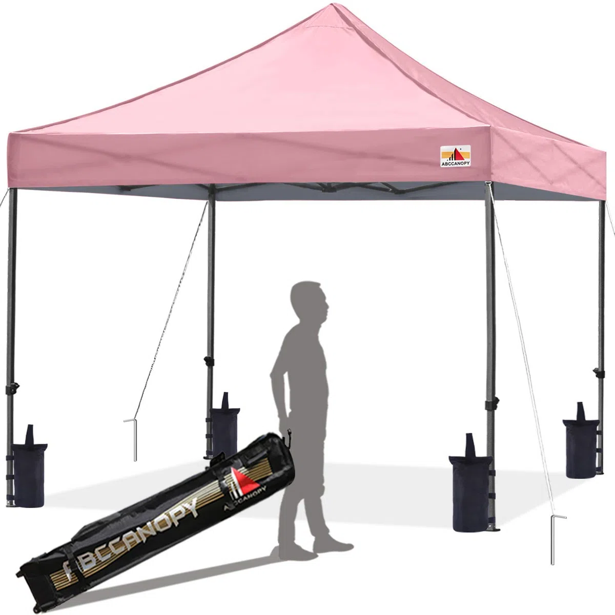 ABCCANOPY Tonnelle Pop-up avec auvent Amovible, Stand de marché Commercial, Sac à roulettes amélioré, 4 Sacs de Poids, piquets et Cordes