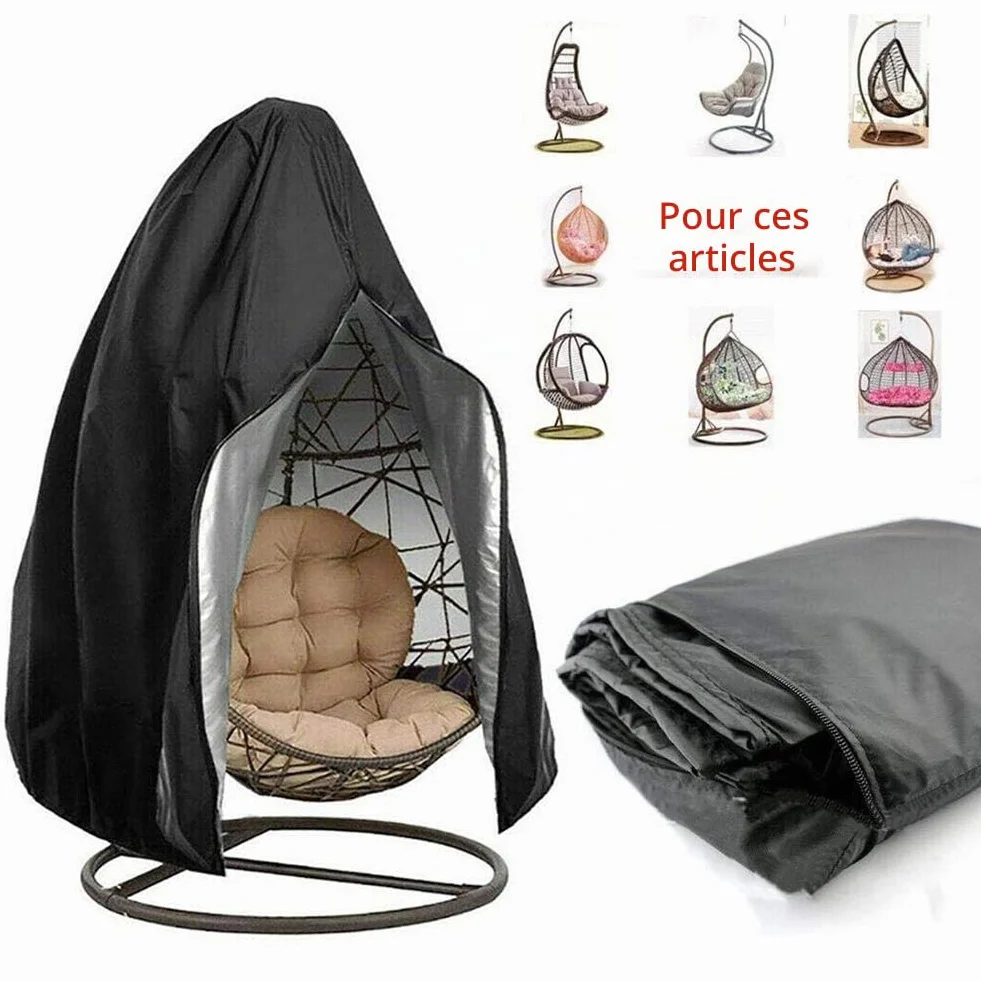Housse Imperméable Couverture de Fauteuil Suspendu pour Chaise Œuf Balancelle Jardin Noir