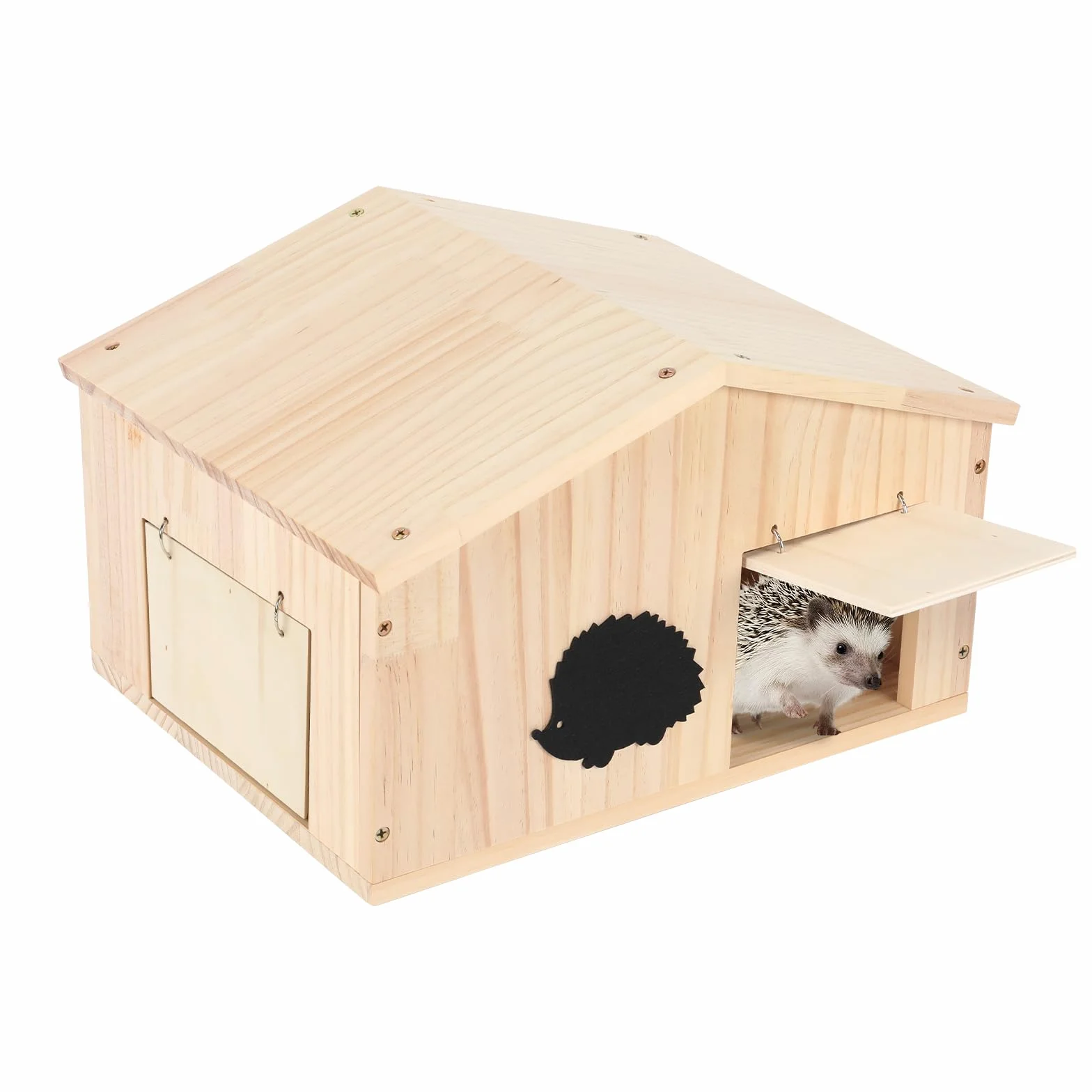 Grande maison en bois pour hérisson coupe-vent avec porte anti-souris, nichoir d'extérieur résistant aux prédateurs pour le jardin