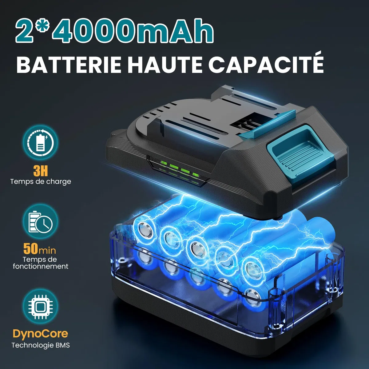 Taille Haie Batterie avec 2X 4000mAh Batteries et Chargeur, Moteur Brushless 600W 28500rpm, Taille Haie Electrique sans Fil avec Lame 52cm, Taille-Haies Électriques pour Jardin
