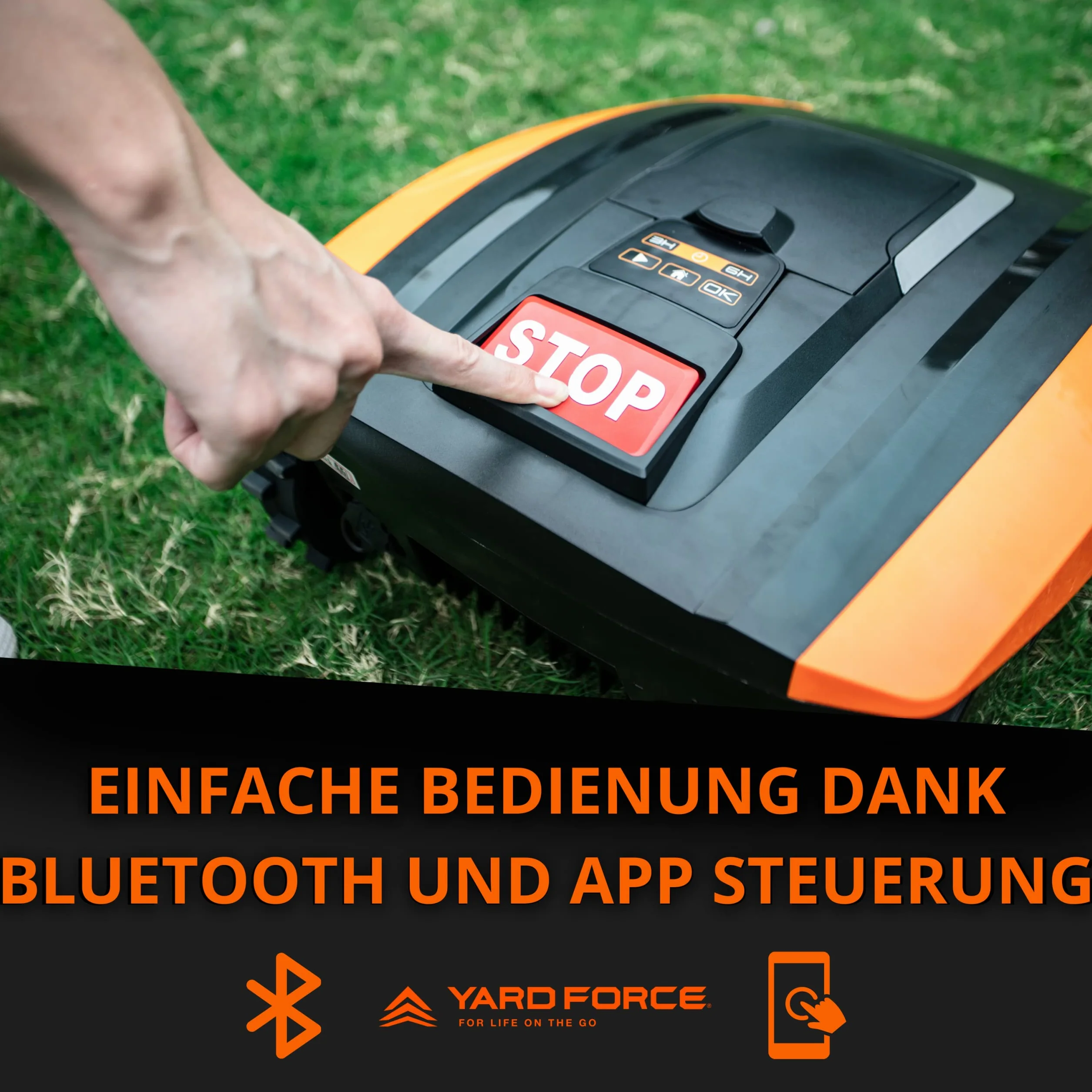 Yard Force Robot Tondeuse Easymow 260B pour Jardins jusqu'à 260m². Noir/Orange