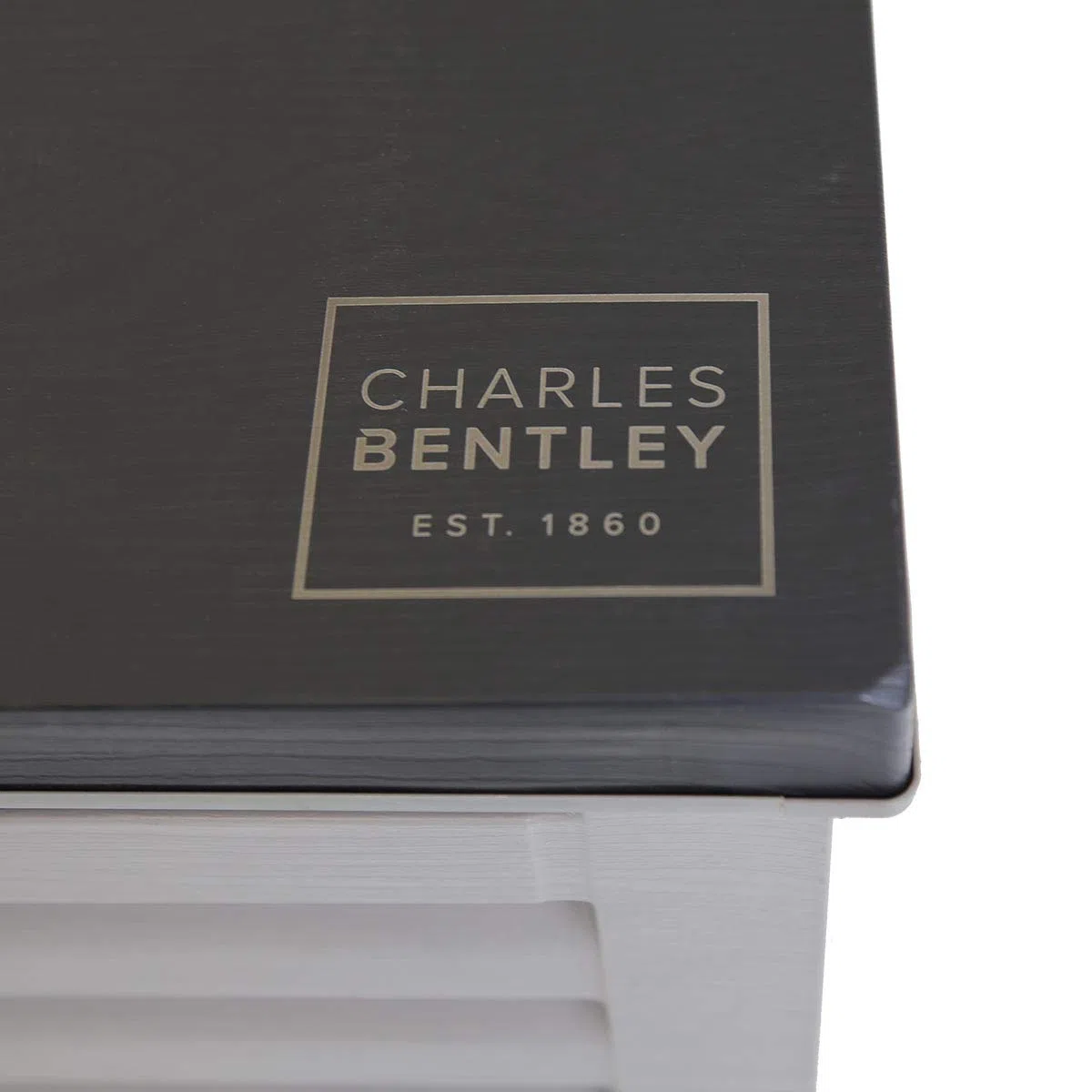 CHARLES BENTLEY Coffre de Rangement 270L Jardin Extérieur - Plastique Gris avec Couvercle Noir, Poignées Moulées, Fermeture Cadenas, Couvercle Coulissant (109x54,7x51,3 cm)