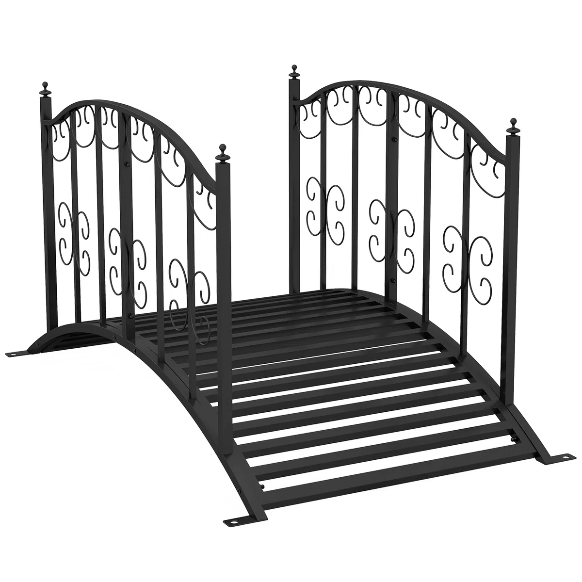 Outsunny Pont de Jardin Pont en Acier avec Garde-Corps latéraux, Charge Maximale 120 KG, décoration de Jardin pour Jardin, Étang, Ruisseau, 119 x 67 x 70 cm, Noir
