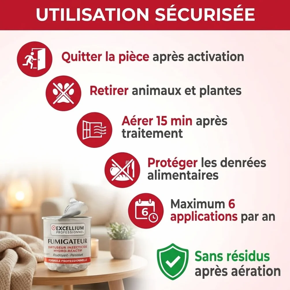 EXCELLIUM PROFESSIONNEL Fumigateur Insecticide Hydro-Réactif 10g 25-50m²