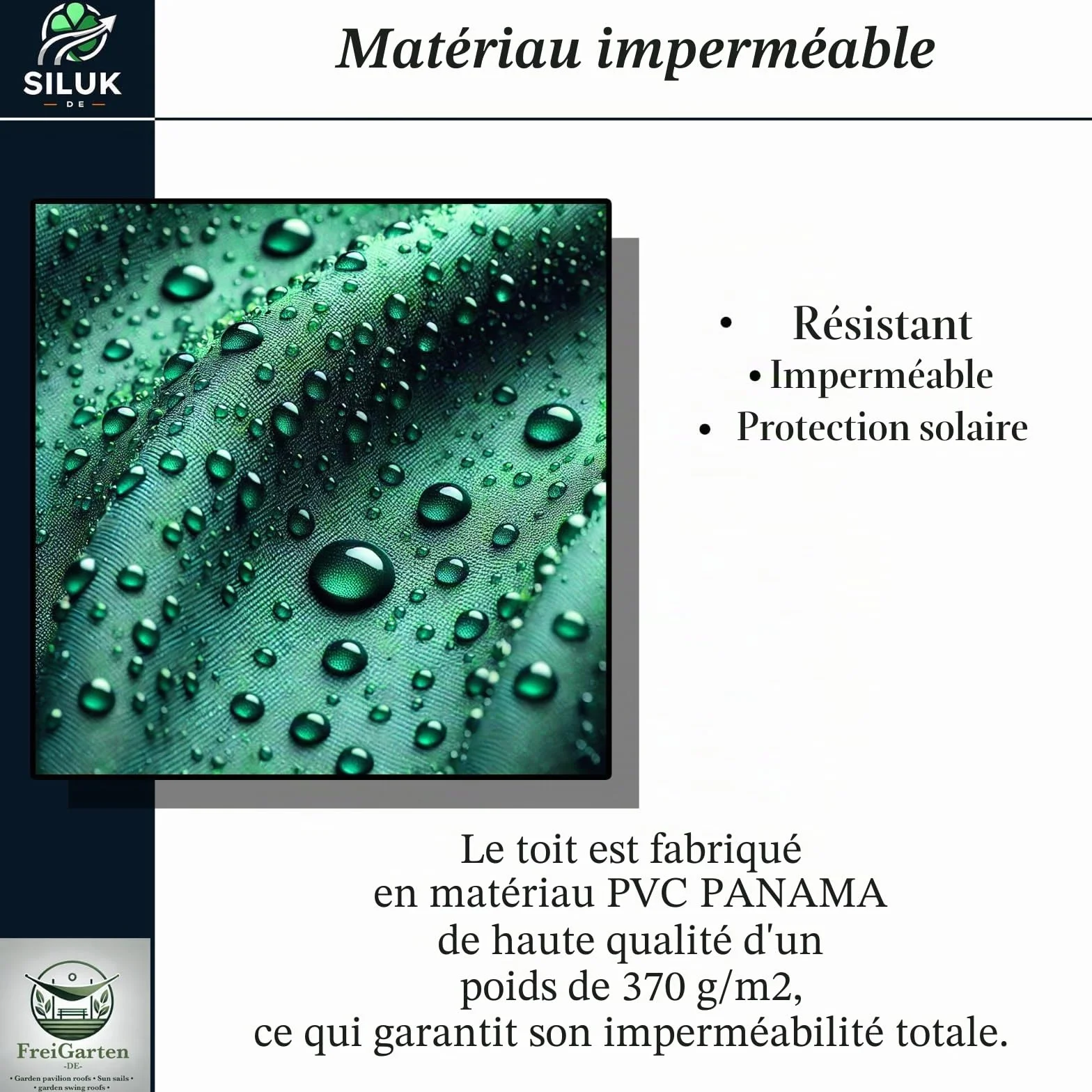 Modèle 2 Toit de rechange pour pavillon de jardin 3 x 3 m Étanche Matériau Panama en PCV souple 370 g/m² ultra résistant