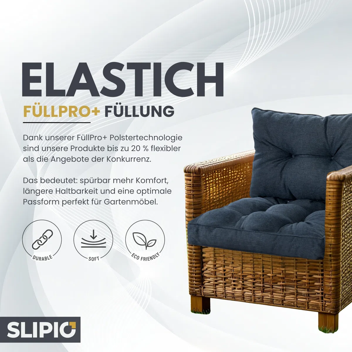Coussins d'extérieur pour meubles de jardin 70x70 cm et dossier 70x40 cm imperméables rembourrage haut Pro+