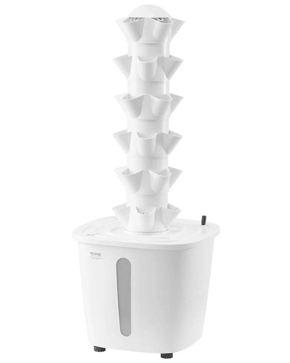 VEVOR Système de Culture Hydroponique, 30 Fentes de Plantation, Tour Hydroponique 6 Niveaux, avec Pompe à Eau et Minuterie, Kit Germination de Plantes Circulation d'eau pour Herbes, Fruits, Légumes