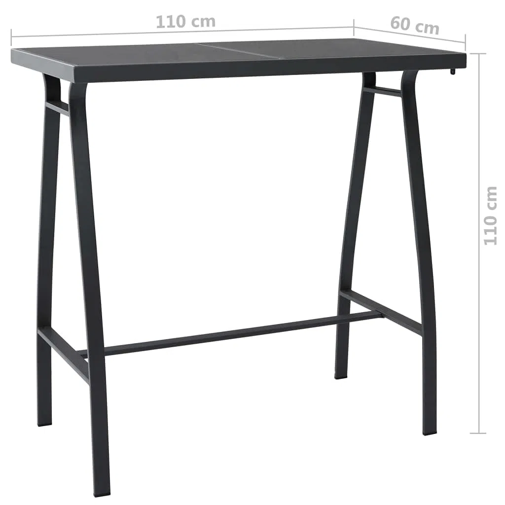 Générique Table de Bar de Jardin Noir 110x60x110 cm Verre trempé,Tables de jardin-48121
