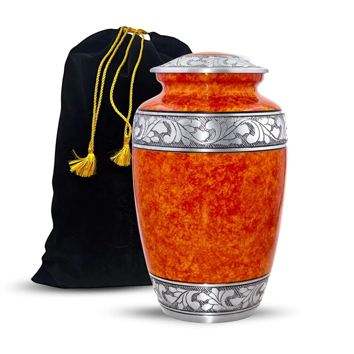 Hind Bricoler Coucher de soleil Orange Urne funéraire pour adulte humains des cendres – Adulte funéraires Urne fabriqué à la main – Grande enterrement Urne funéraire pour cendres humain (19,1 x