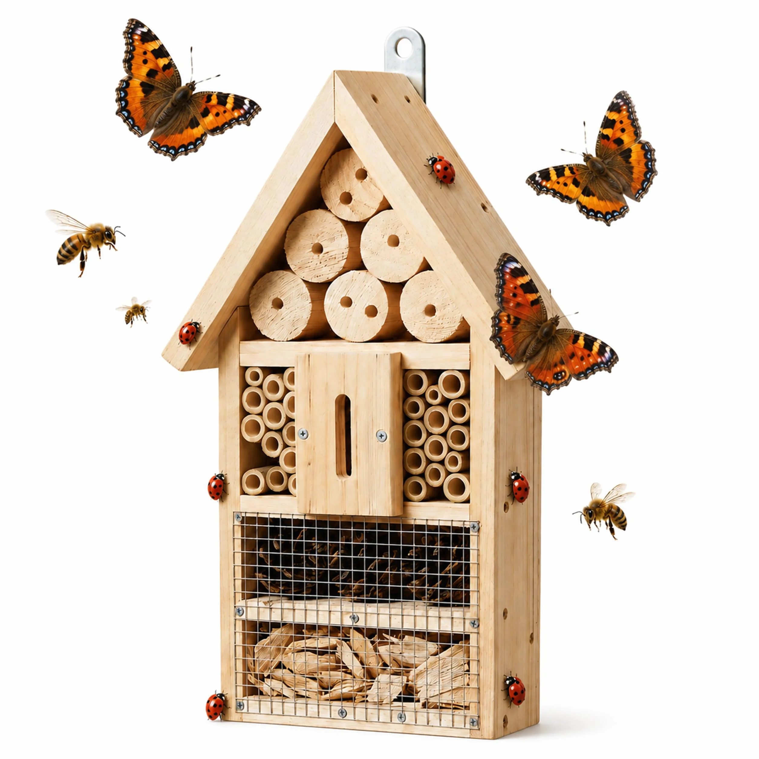 Relaxdays Hôtel à Insectes kit à Monter en Bois 30,5×17,5×6 cm à Suspendre Jardin