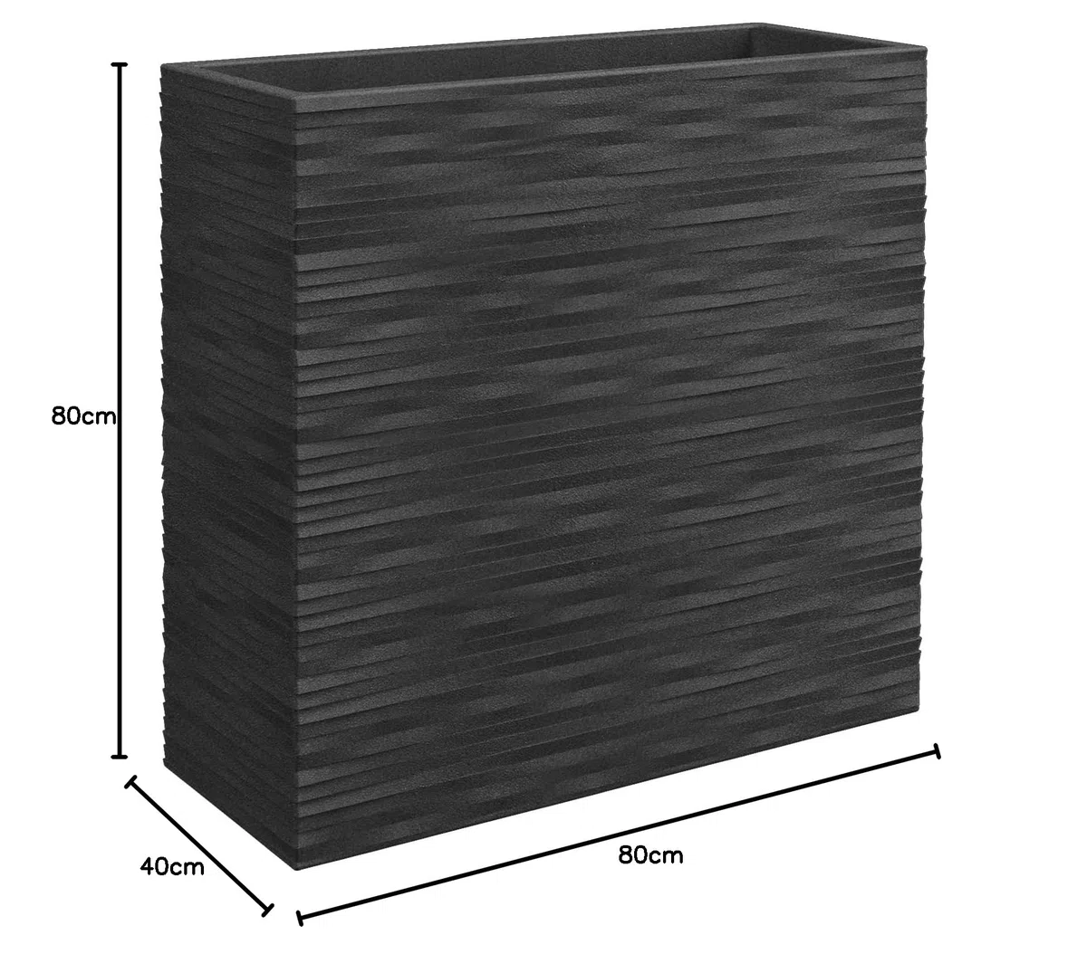 Nicoli Grand Vase Separé elegance cm 80 x 30 x 80 h en résine, effet relief, jardinière d'intérieur extérieur, idéale pour diviser les pièces (cendres)