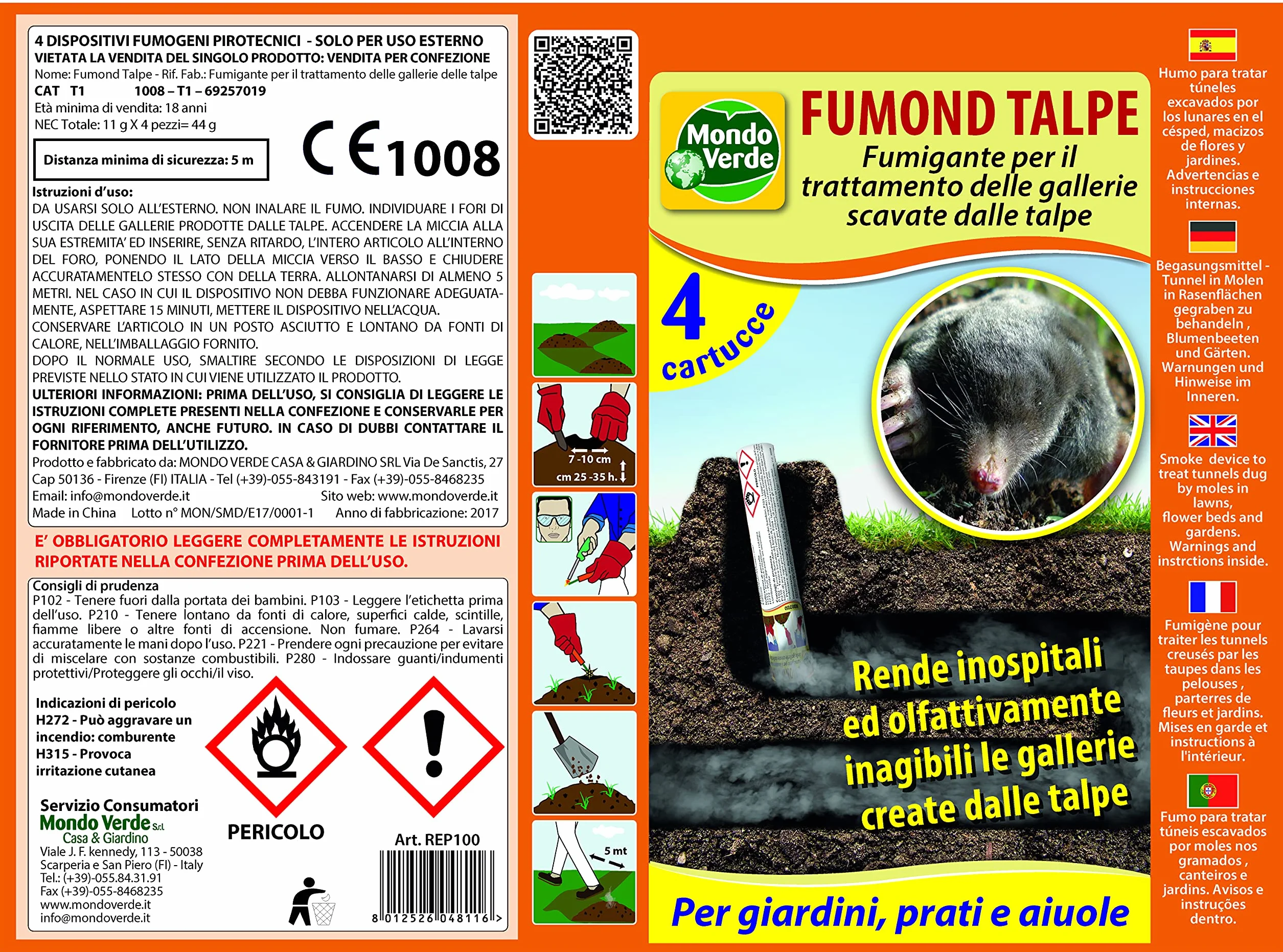 Mondo Verde Fumond Talpe Lot de 4 fumigènes anti-taupes et rongeurs