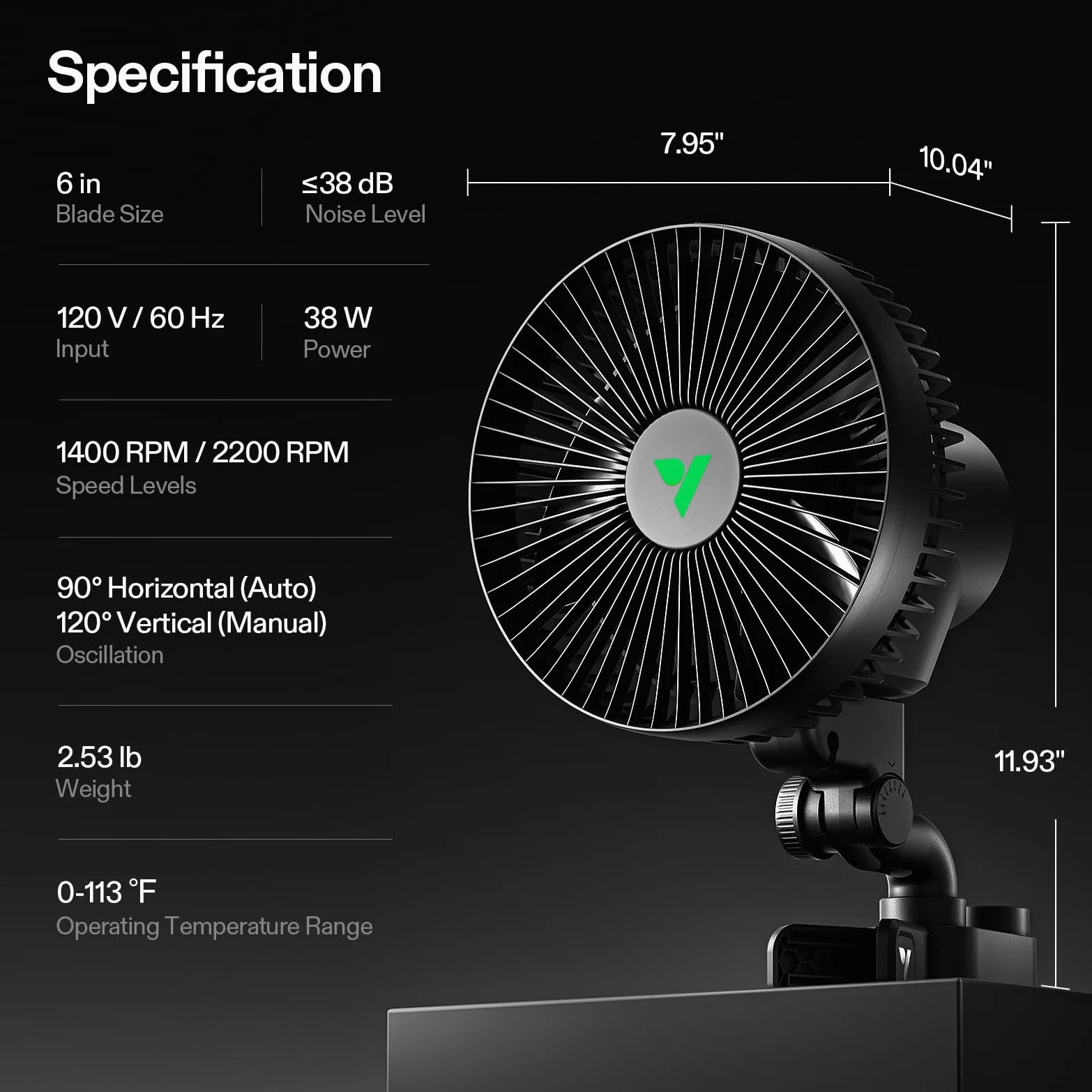 VIVOSUN AeroWave A6 Ventilateur à Clip 150 mm, Oscillation Automatique, Silencieux et Puissant, Pince Stable Antidérapante, Ventilateur de Circulation pour Tente de Culture et Hydroponie, Lot de 2