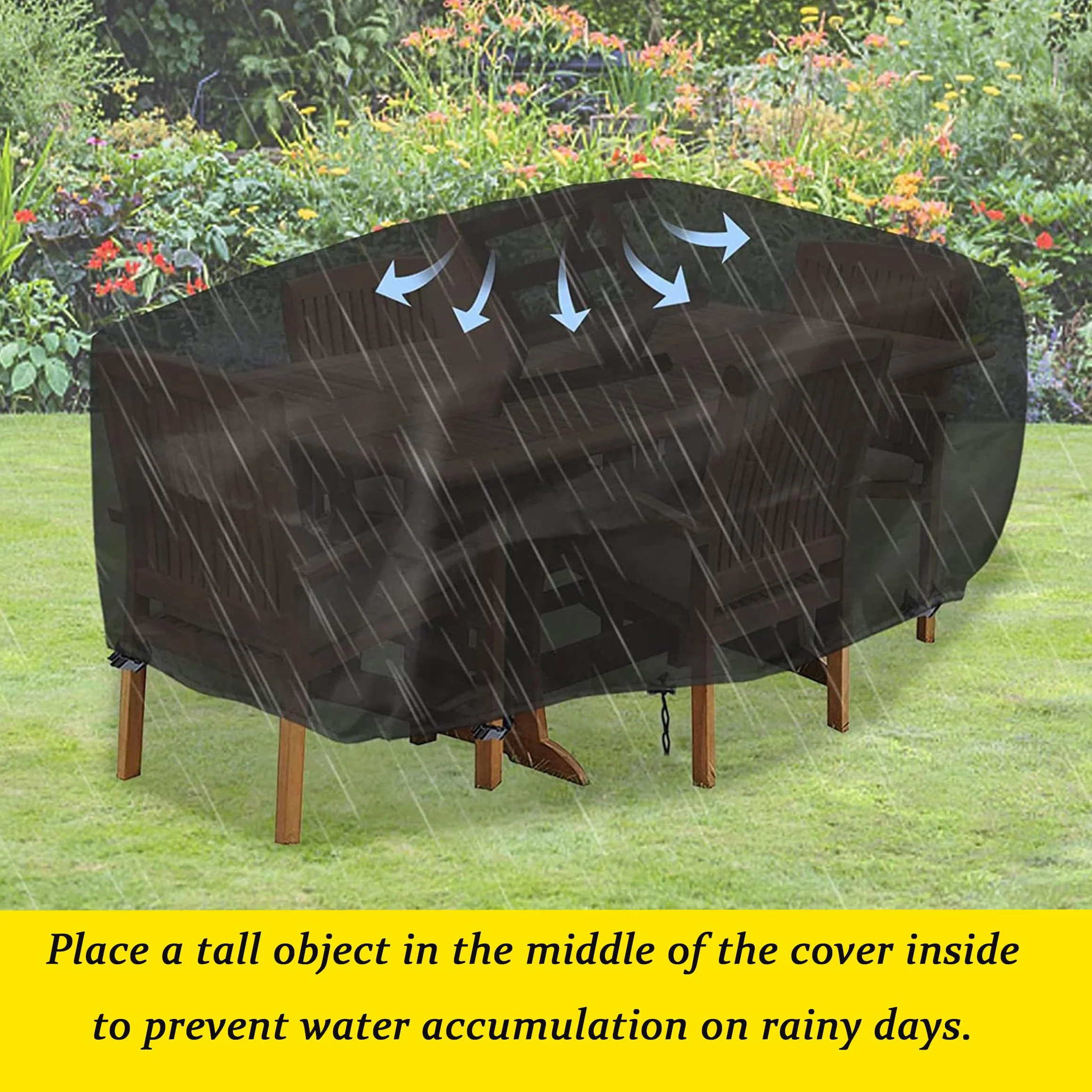 Housse de Table de Jardin imperméable 160x90x65cm Oxford 420D avec Cordon de Serrage
