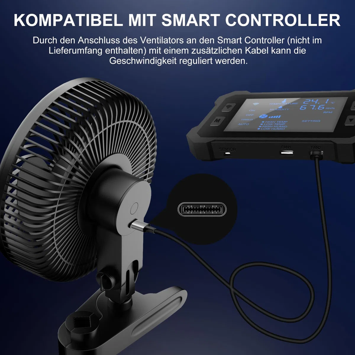 FanGoFast Ventilateur Clipable 10W, Ventilateur de Culture avec Clip, EC Moteurs Manuelle Oscillation, 10 Vitesses, Silencieux Oscillant pour Tente de Culture