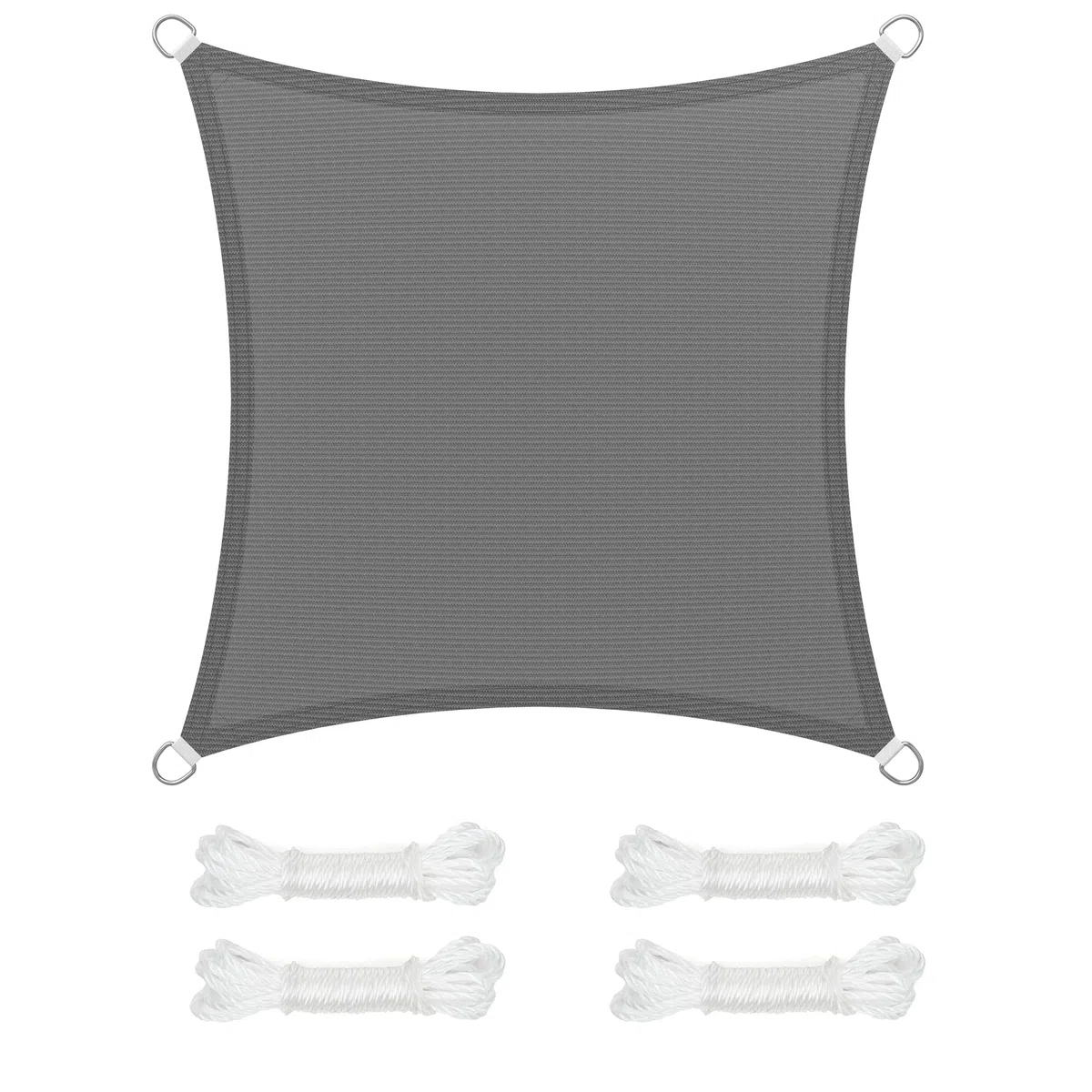 SONGMICS Voile d’Ombrage 4 x 4 m, Protection Solaire en Tissu HDPE, Respirant, Perméable à l’Eau, pour Terrasse, Jardin, Balcon, Camping, Carré, Concave, Cordes de 2 m, Gris Anthracite GSS44GY