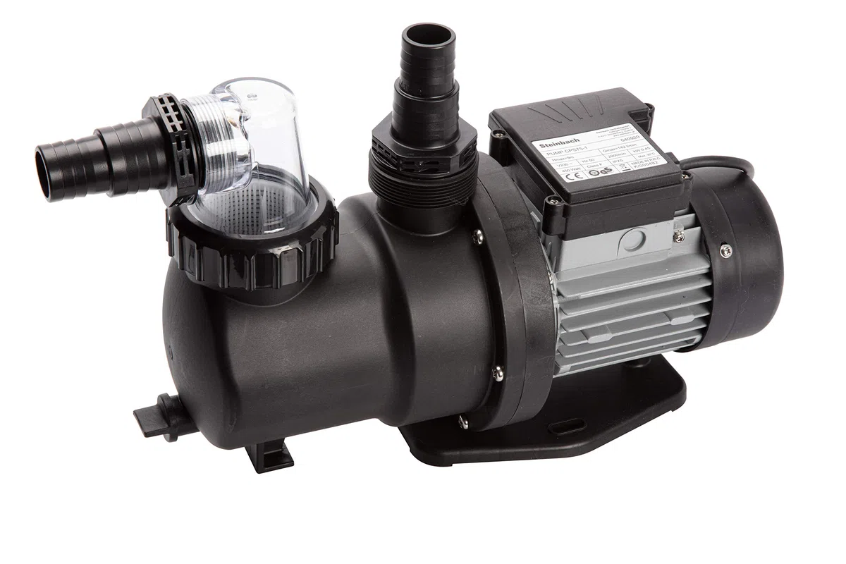 Steinbach 040920 SPS 75-1 Pompe de Filtration Auto-amorçante sans minuteur, Noir,Argent