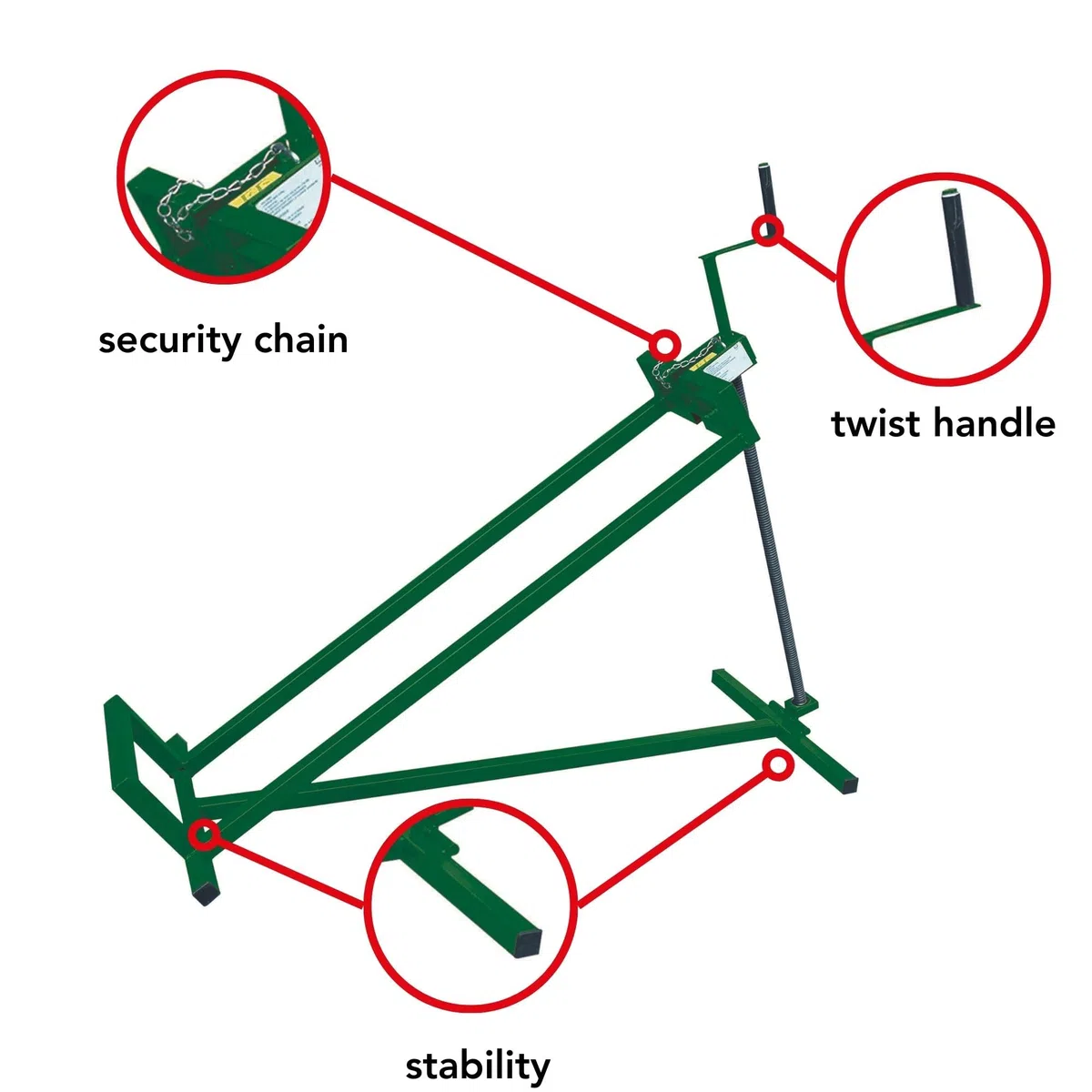 Toolland Lève-Tracteur pour Tondeuse à Gazon, Dispositif de Levage autoporteur, lève Tondeuse télescopique, cric pour Tondeuse autoporteur, manivelle, inclinable, Hauteur 79 cm, Vert, 400 kg