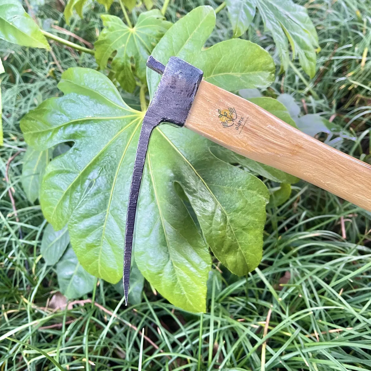 Binette de style japonais robuste de 35,6 cm, sans soudure, outil de jardinage, manche en chêne, pour creuser, désherber et planter