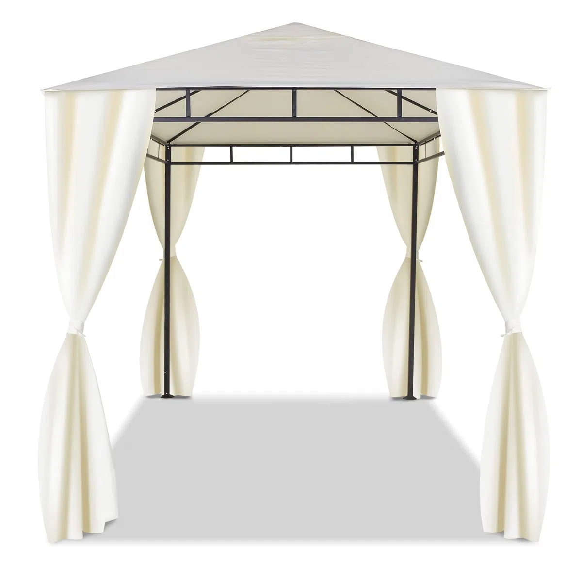 Tonnelle 3 x 2 m pour extérieur en fer forgé élégant pavillon de jardin avec toiles latérales couleur écru