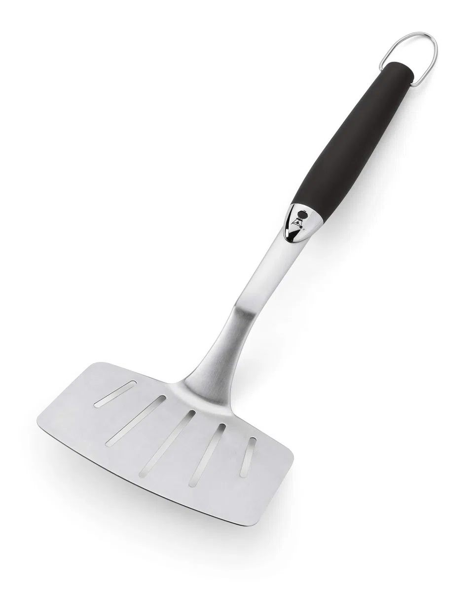 Weber Spatule de Barbecue Premium (46cm), pour Les Grands Aliments grillés ou Poisson, Acier Inoxydable, poignée Confortable antidérapante, col incliné, Passe au Lave-Vaisselle - Noir/Argent (6673)