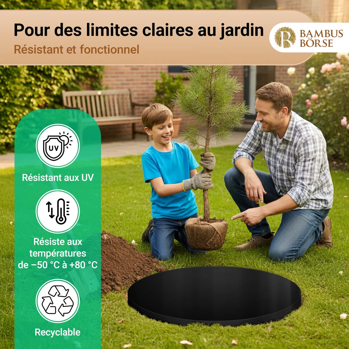 Barrière anti-racines de 70 cm de haut - Barrière anti-rhizomes avec rail de fermeture Épaisseur 2 mm - 15 m de longueur - En HDPE de haute qualité