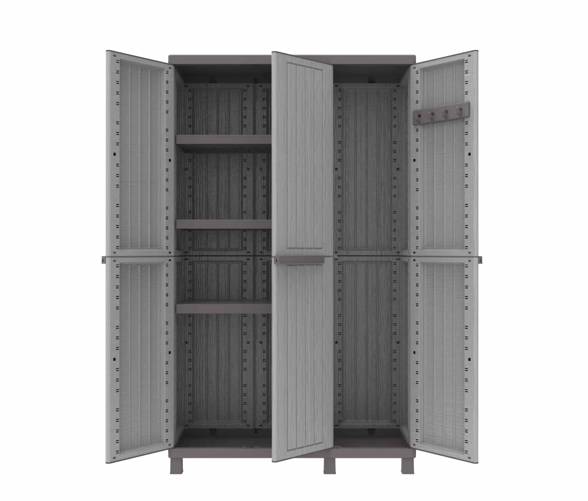 Terry - C-Wood 102a, Armoire à 3 portes Multifonction, Armoire à Balais Effet Bois, 2 Pièces Séparées, pour Intérieur et Extérieur Couvert, 102x39x170 cm