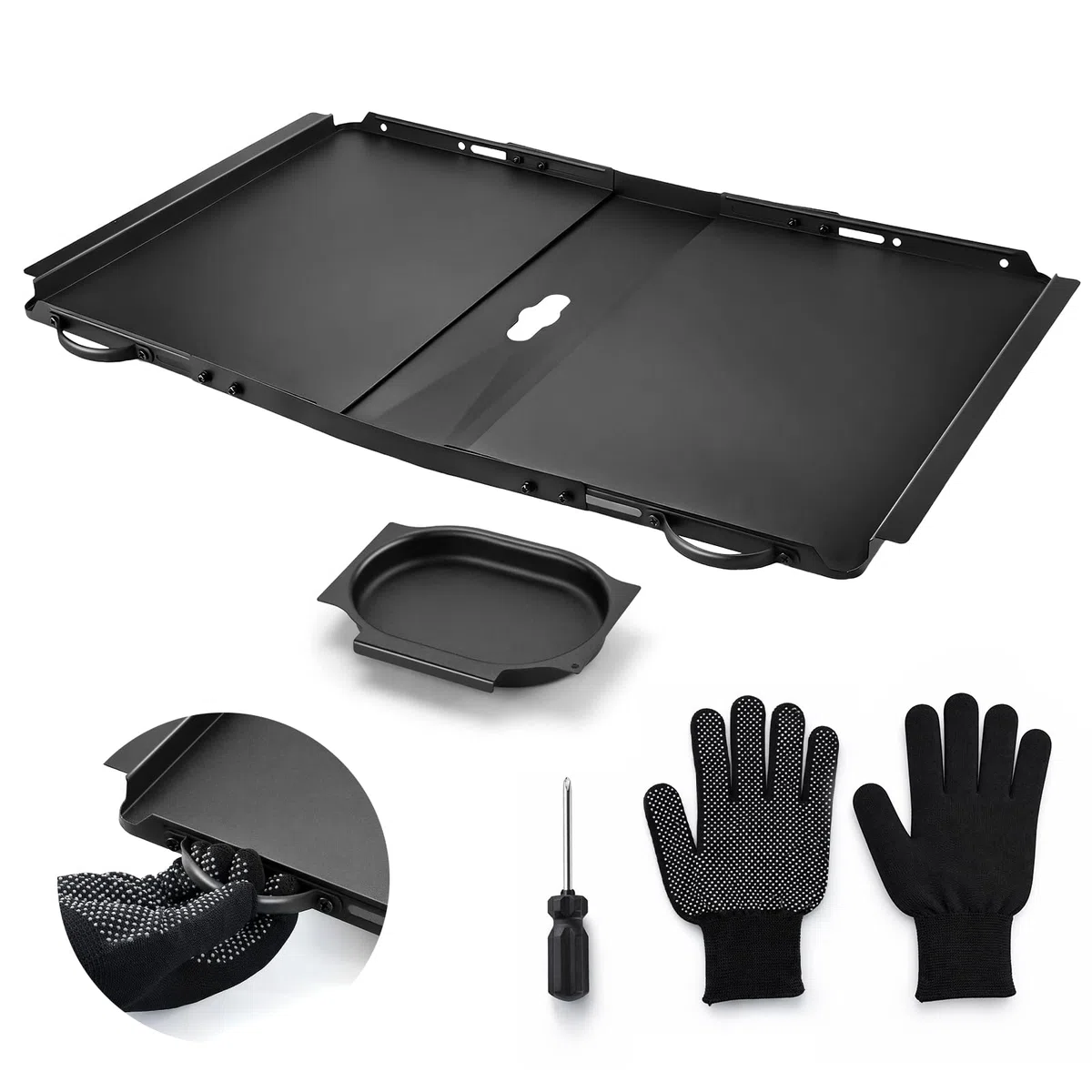 Bac récupérateur de graisse de rechange pour barbecue à gaz, bac à graisse universel de 61 à 76 cm de long, pour brûleurs 3/4/5, bac d'égouttement réglable, en métal noir inoxydable, facile à