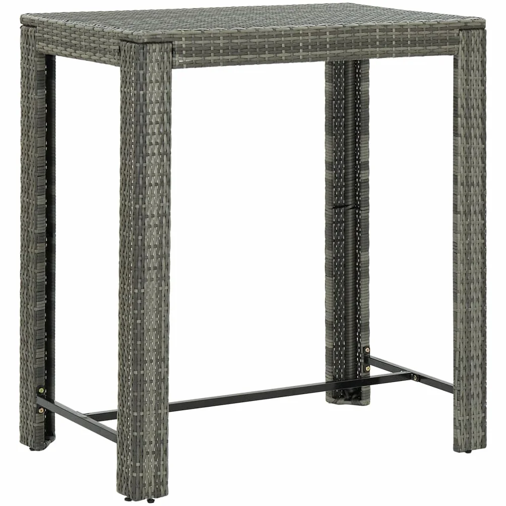 Tomostar Table de Bar Haute, Table de Jardin Extérieur Gris 100x60,5x110,5 cm Résine tressée