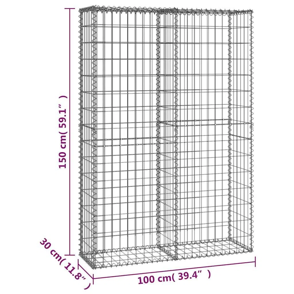 vidaXL Panier de Gabion avec Couvercle Fil Galvanisé 150x100x30 cm
