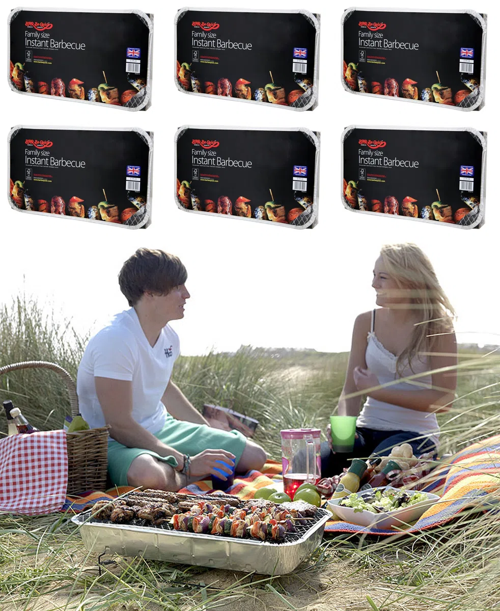 6 X Format familial instantanée jetable Bbq- chaque Lot Cooks pour Dix.