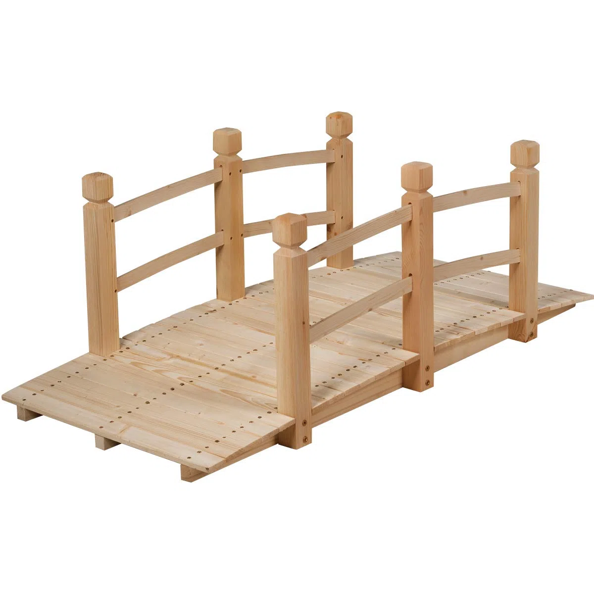GIANTEX Pont de Jardin en Bois Carbonisé Pont de Bassin,Décoration Extérieure,Dimension 150x67x55CM Charge Max 100kg (Naturel)