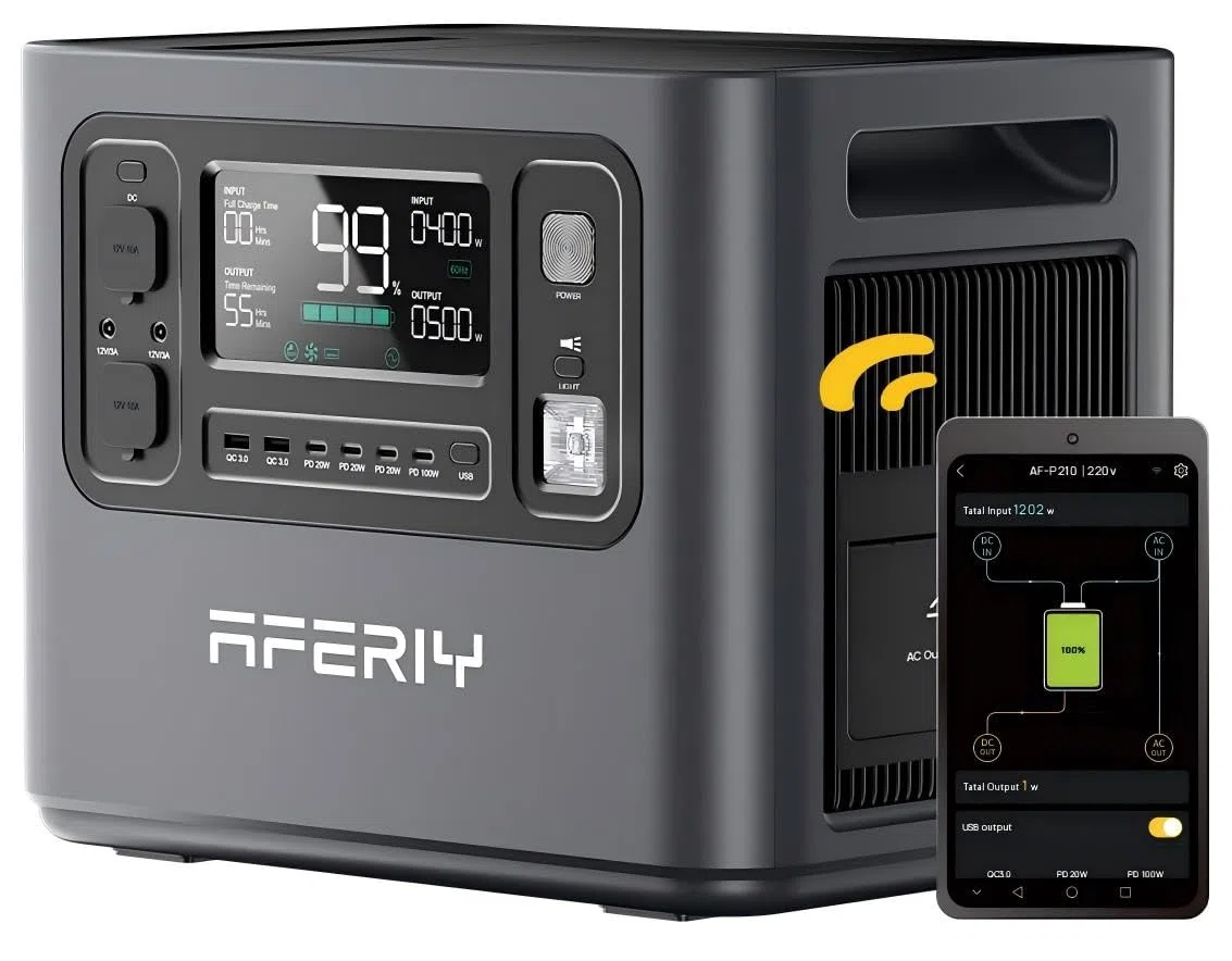 AFERIY Generateur Electrique Portable 2400W, Battetie Nomade 2048Wh, Station Electrique Portable Charge Rapide en 1.5H, 220-240V, UPS, Générateur Solaire pour Camping-car/Maison/Bureau, Garantie 7 Ans