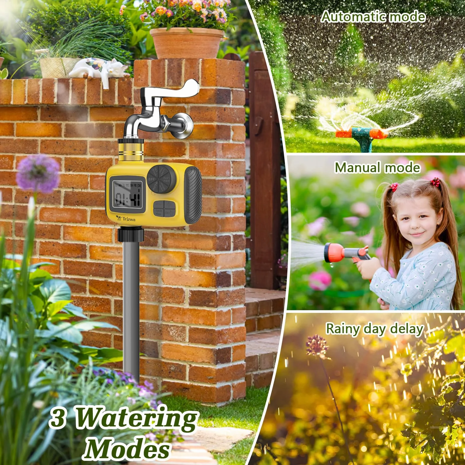 Programmateur Arrosage Automatique, 2024 Le Nouveau Minuteur Arrosage Automatique AVCE Écran LCD Bouton Manuel pour Un Réglage Facile Applicable de Arrosage Système pour Pelouse et Jardin