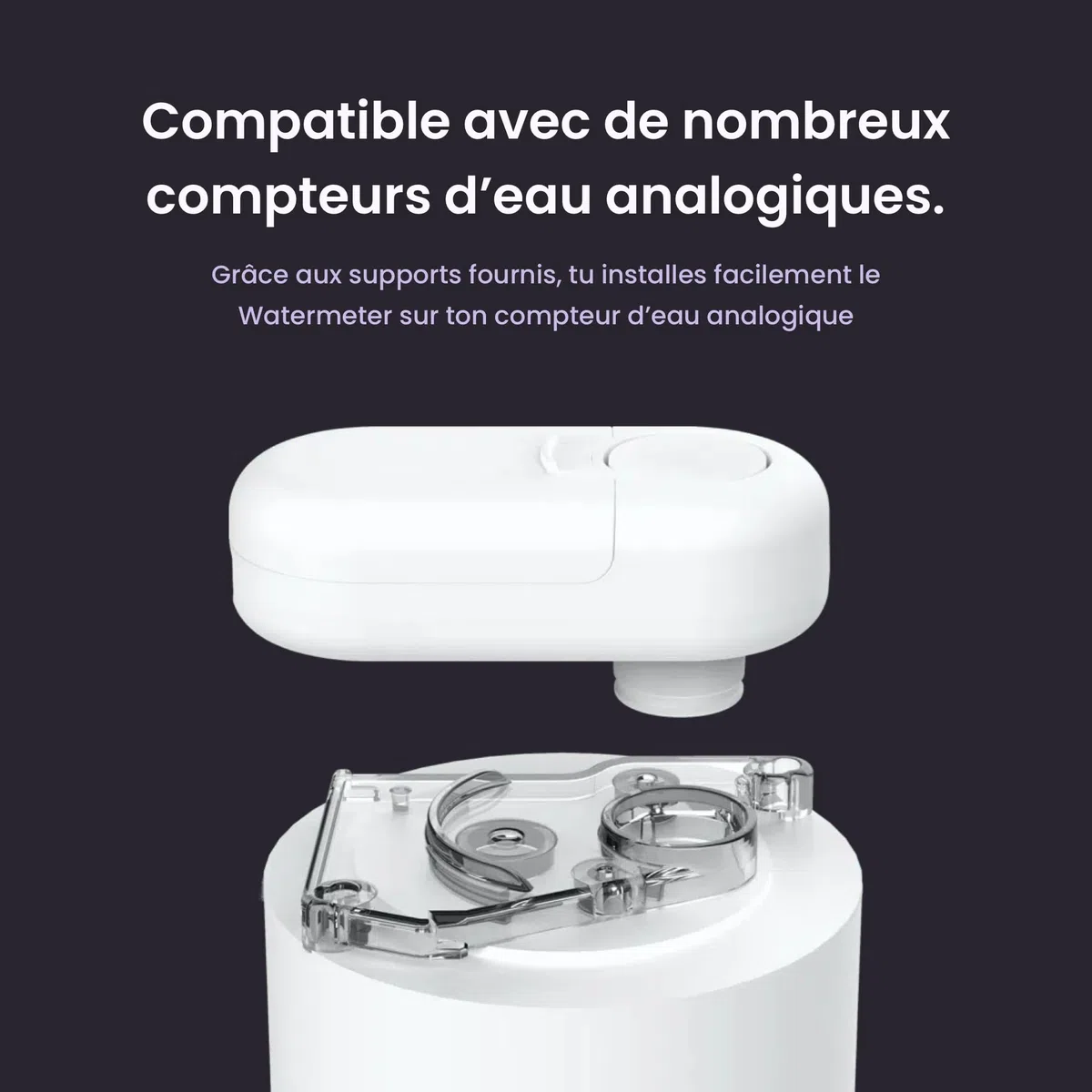 HomeWizard Compteur D’eau WiFi, Détection de Fuites, Mesure en Temps Réel et Suivi via Application, Économies D’eau et de Coûts, Compatible avec Compteurs Analogiques, Alimentation USB-C ou à Piles
