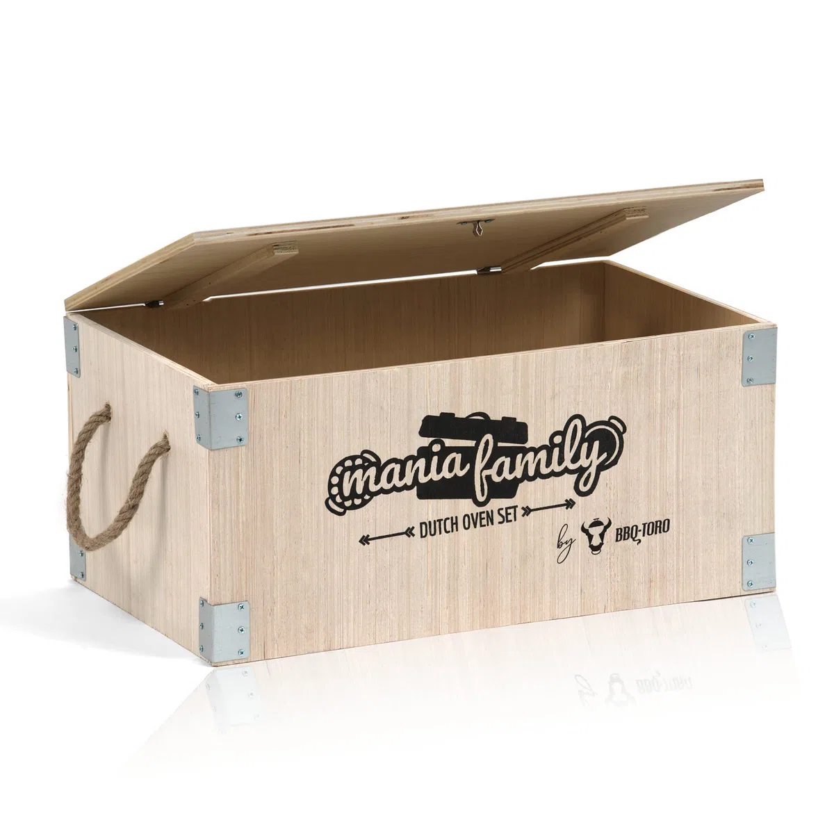 BBQ-Toro Mania Family Lot de 19 cocottes en fonte dans une boîte en bois | Avec marmite et plus | Fonte – Déjà cuite | Grill, Dutch Ovens, casserole à barbecue
