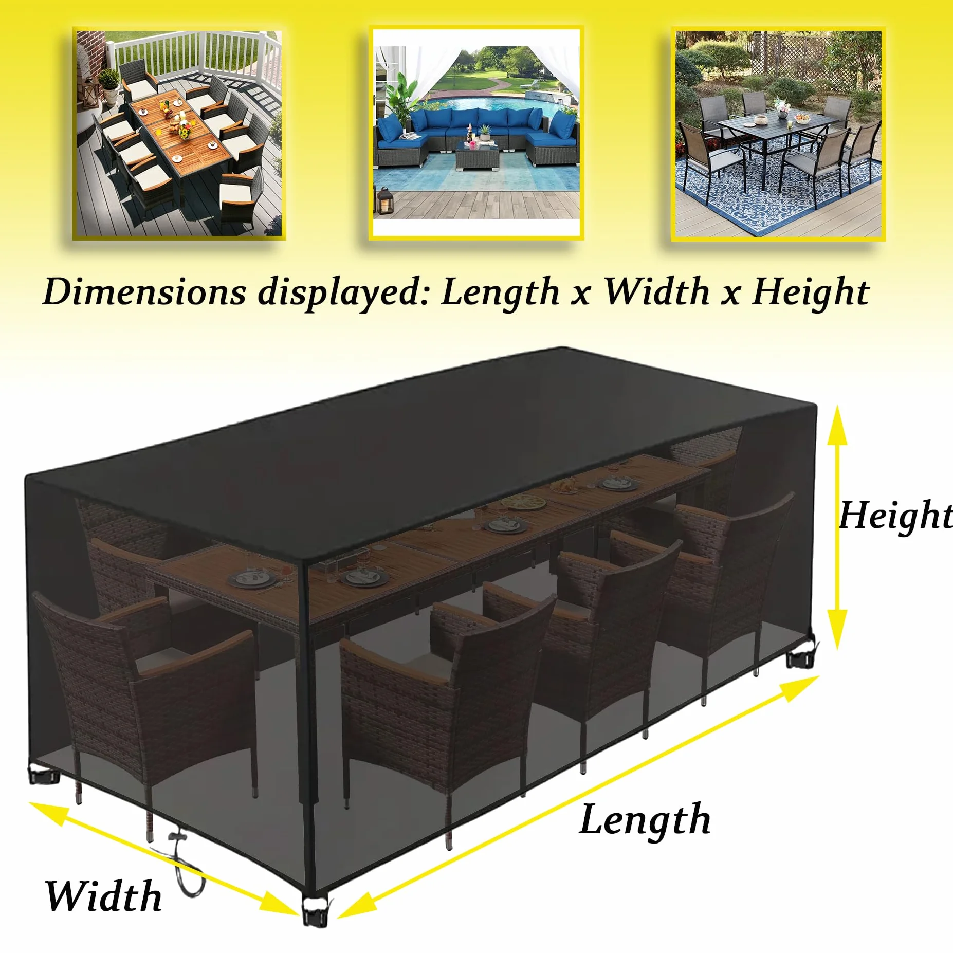 Housse de Table de Jardin imperméable 160x90x65cm Oxford 420D avec Cordon de Serrage