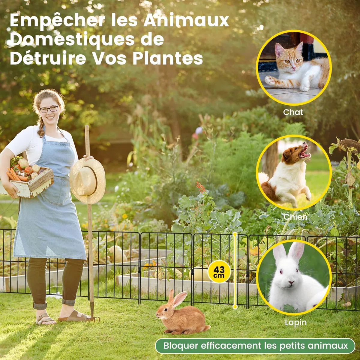 COSTWAY Clôtures de Jardin 25 Pièces Pliable en Métal, Barrière Jardin Exterieur pour Animaux Résistant à la Rouille, Décoratives pour Terrasse Aménagement Paysager, 33 x 60CM