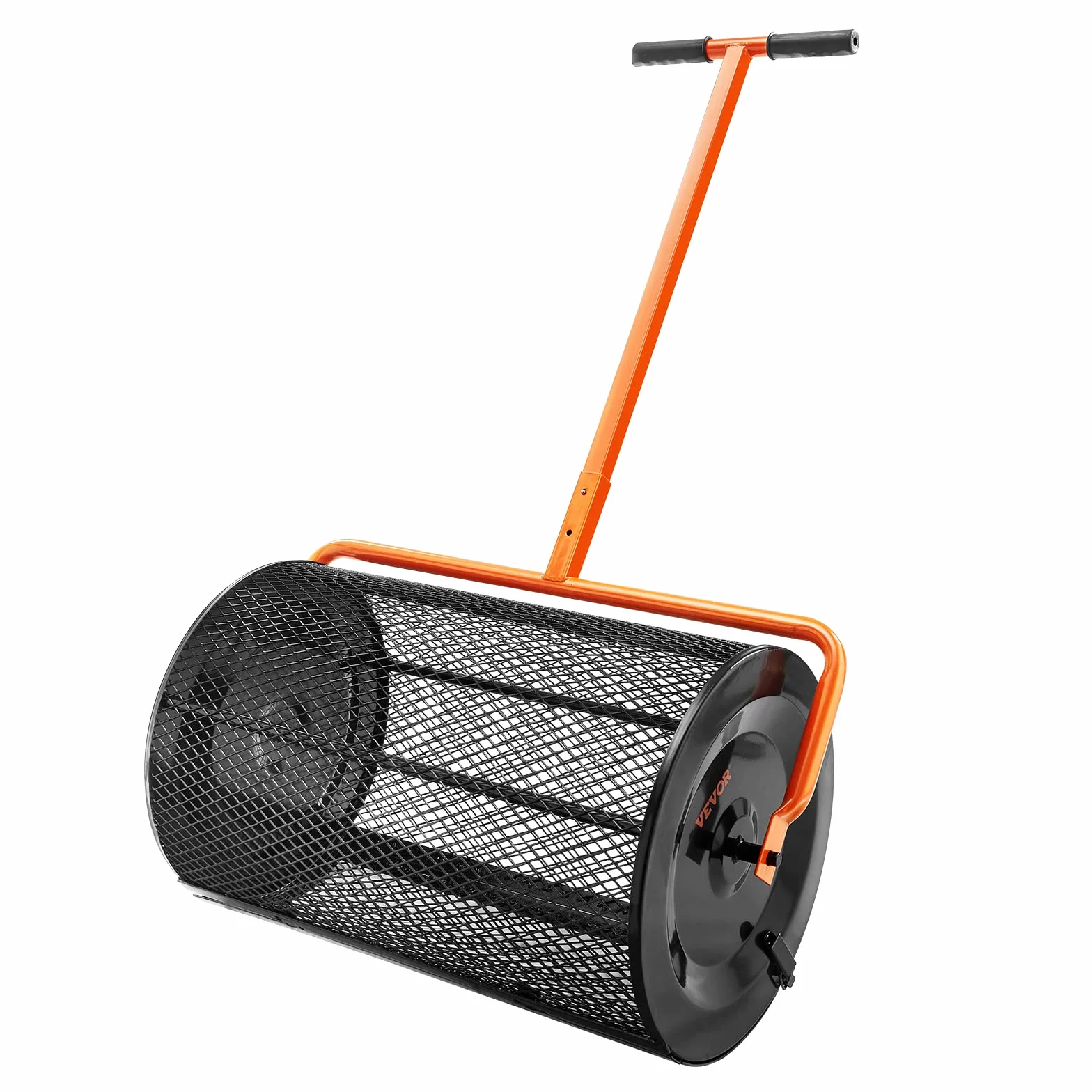 VEVOR Épandeur de Compost Largeur 61 cm Épandeur de Mousse de Tourbe Poignée Hauteur Réglable 62,5-67,5 cm Panier en Maille d'acier Loquets Latéraux pour Épandre Fumier Terre Végétale Pelouse Jardin