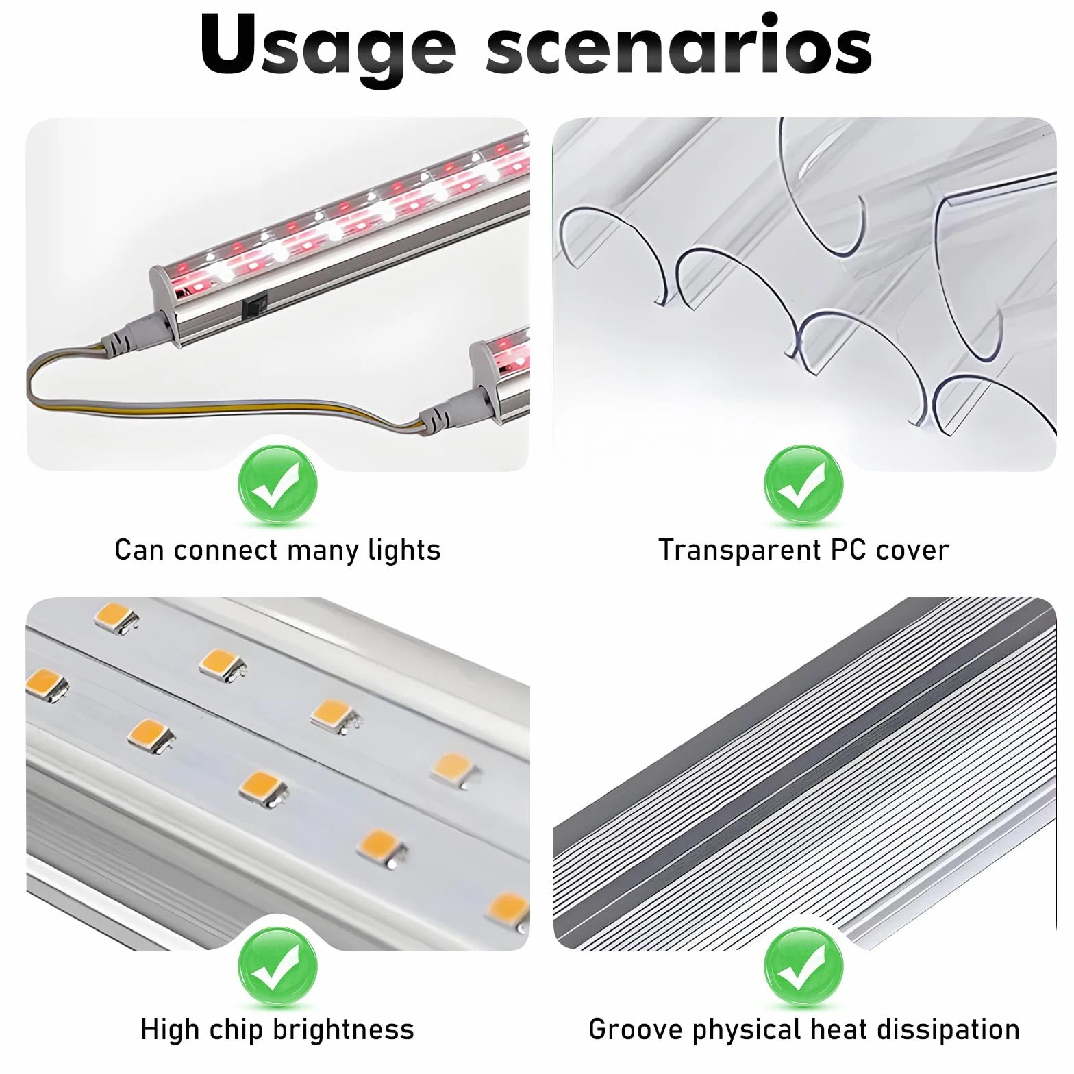Lampes LED T5 30cm pour plantes d'intérieur, spectre complet du soleil, chaînable pour serre