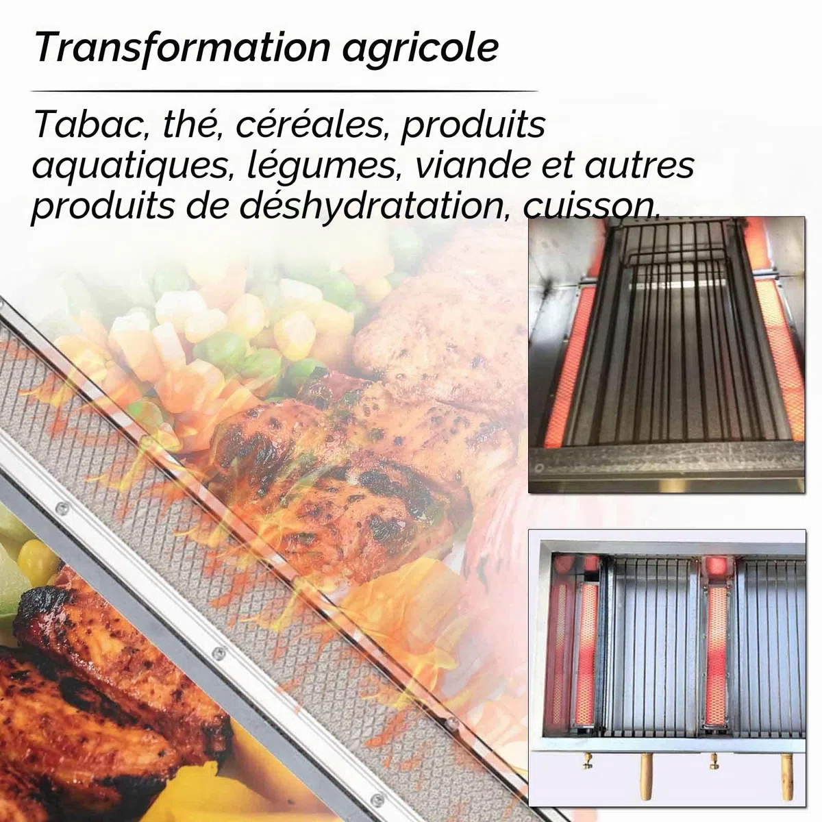 Brûleur latéral infrarouge - Brûleur latéral infrarouge - Barbecue à gaz - Élément chauffant - Chauffage en céramique - Pour cuisiner, griller, rôtir le camping - 57 x 9,5 cm