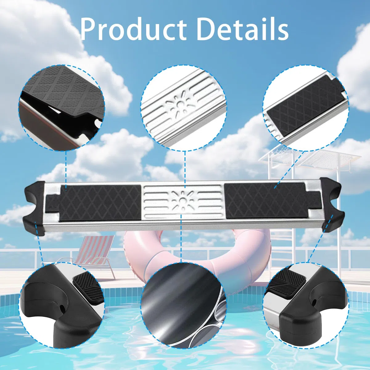 Marches D'échelle Piscine Antidérapante en Acier Inoxydable, 2 Pièces Pédale échelle Piscine Accessoires
