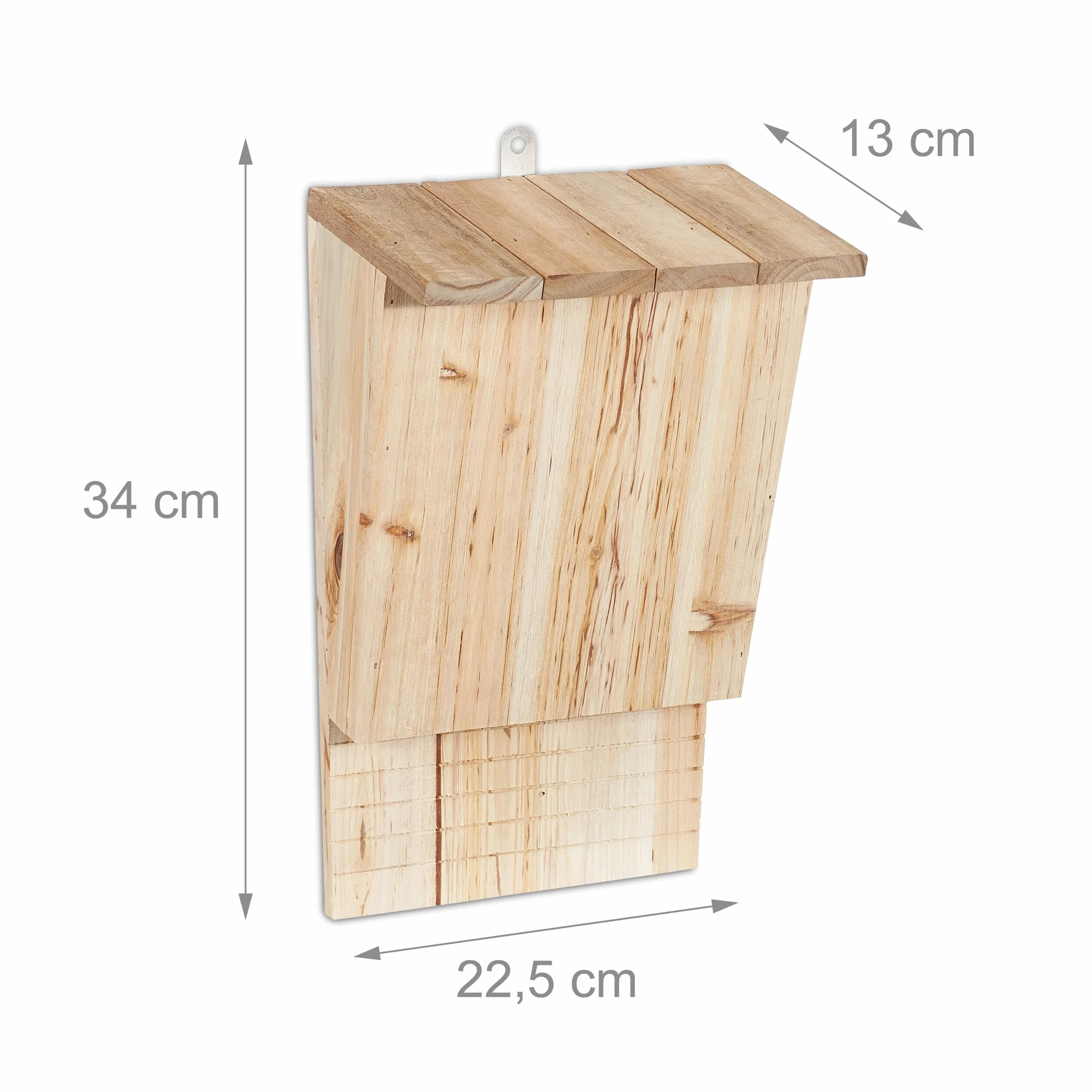 Relaxdays Set de 4 abris à Chauves-Souris en Bois Brut 34 x 22,5 x 13 cm
