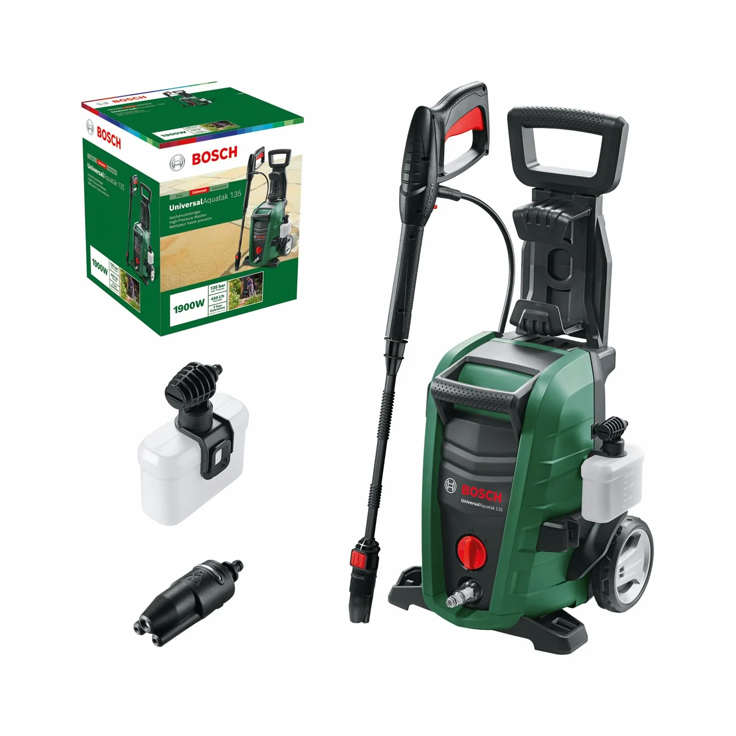 Bosch Nettoyeur Haute-Pression UniversalAquatak 135 (1 900 Watt, Pression : 135 Bar, débit Maxi : 410 l/h, Emballage Carton)