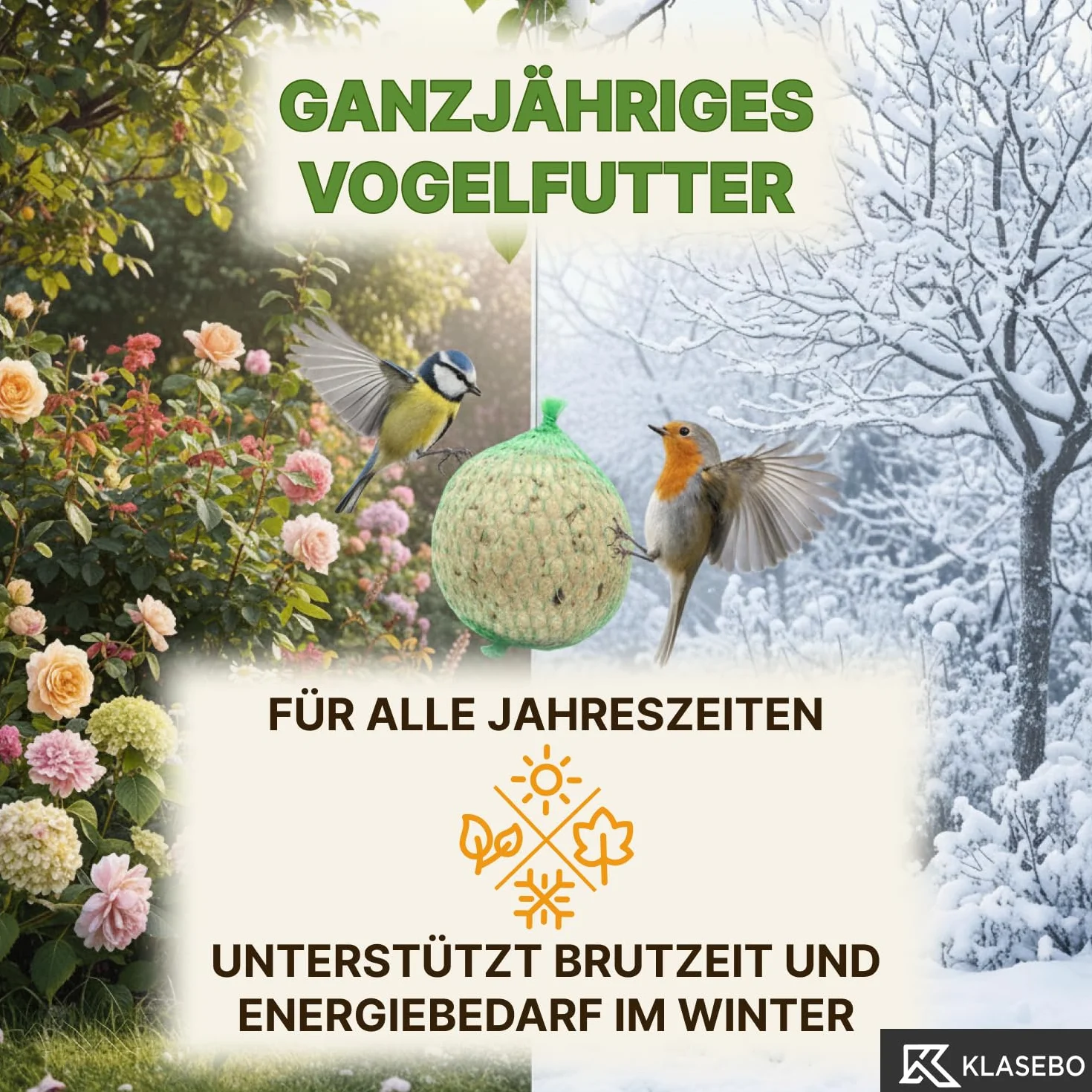 KLASEBO Boules de Graisse Oiseaux avec Insectes 100 x 90 g