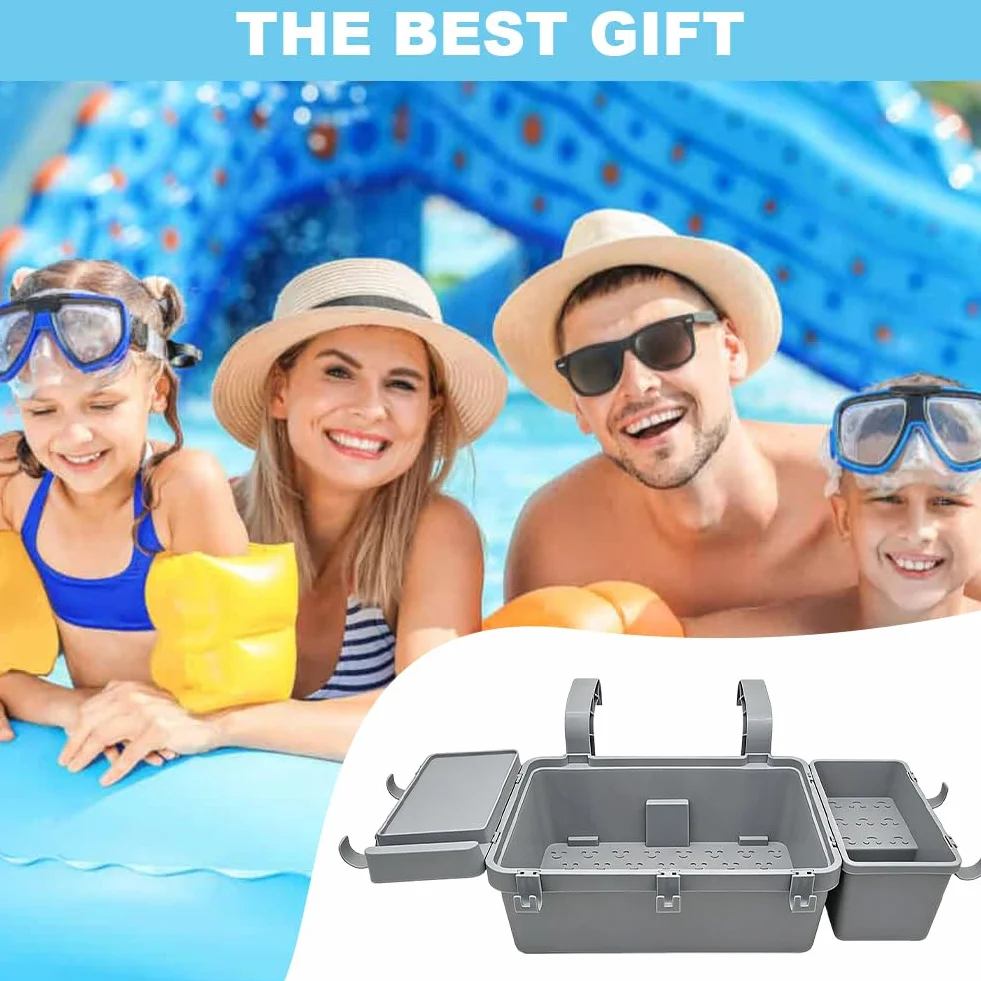 Kit de rangement pour piscine avec porte-gobelet et crochets – Accessoires multifonctions ajustement universel