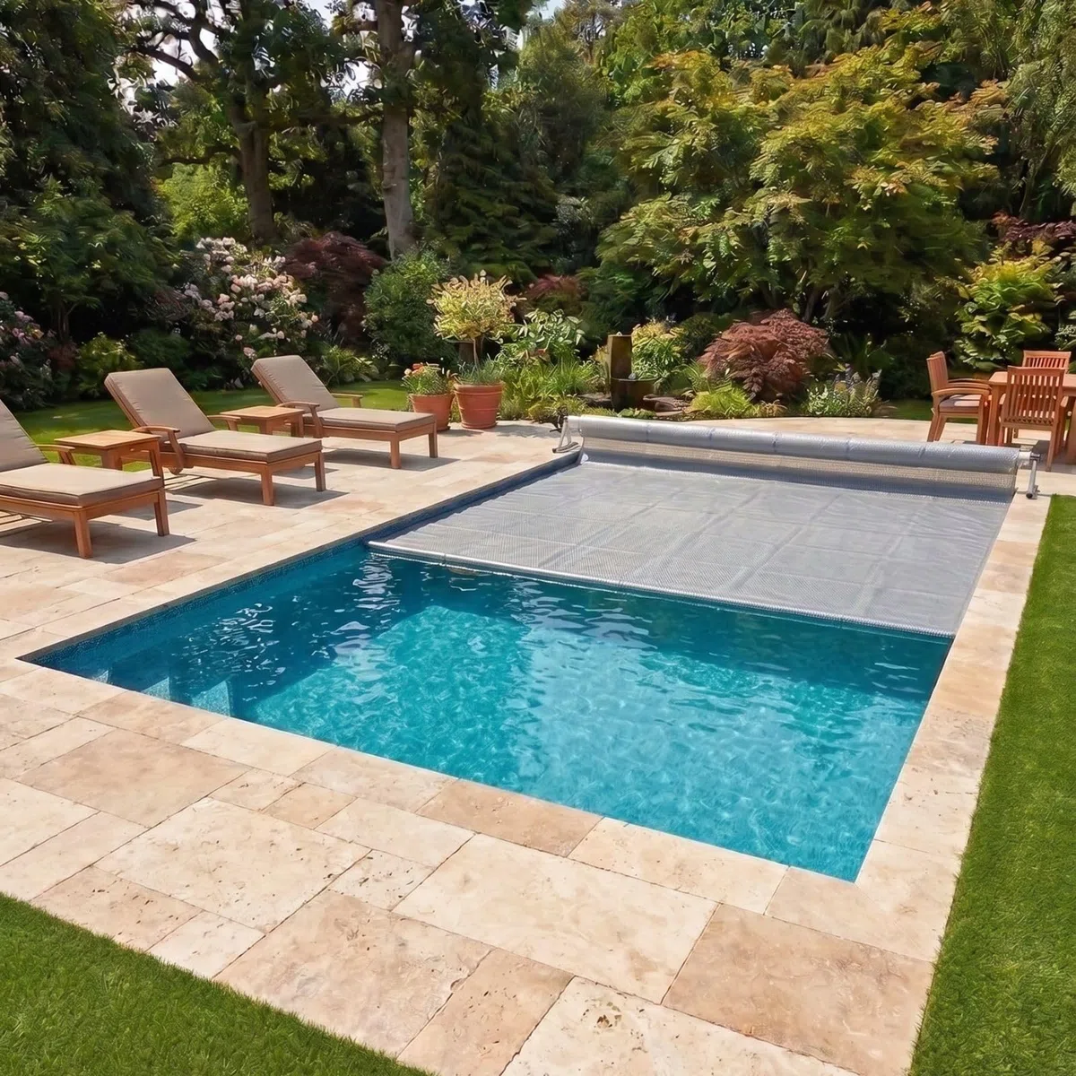 Bâche à Bulles Solaire Piscine 8 x 4 m - Epaisseur 500 Microns Premium - Bordée 4 Côtés - Technologie Alvéolaire Chauffante Anti Algues - Bleu/Gris