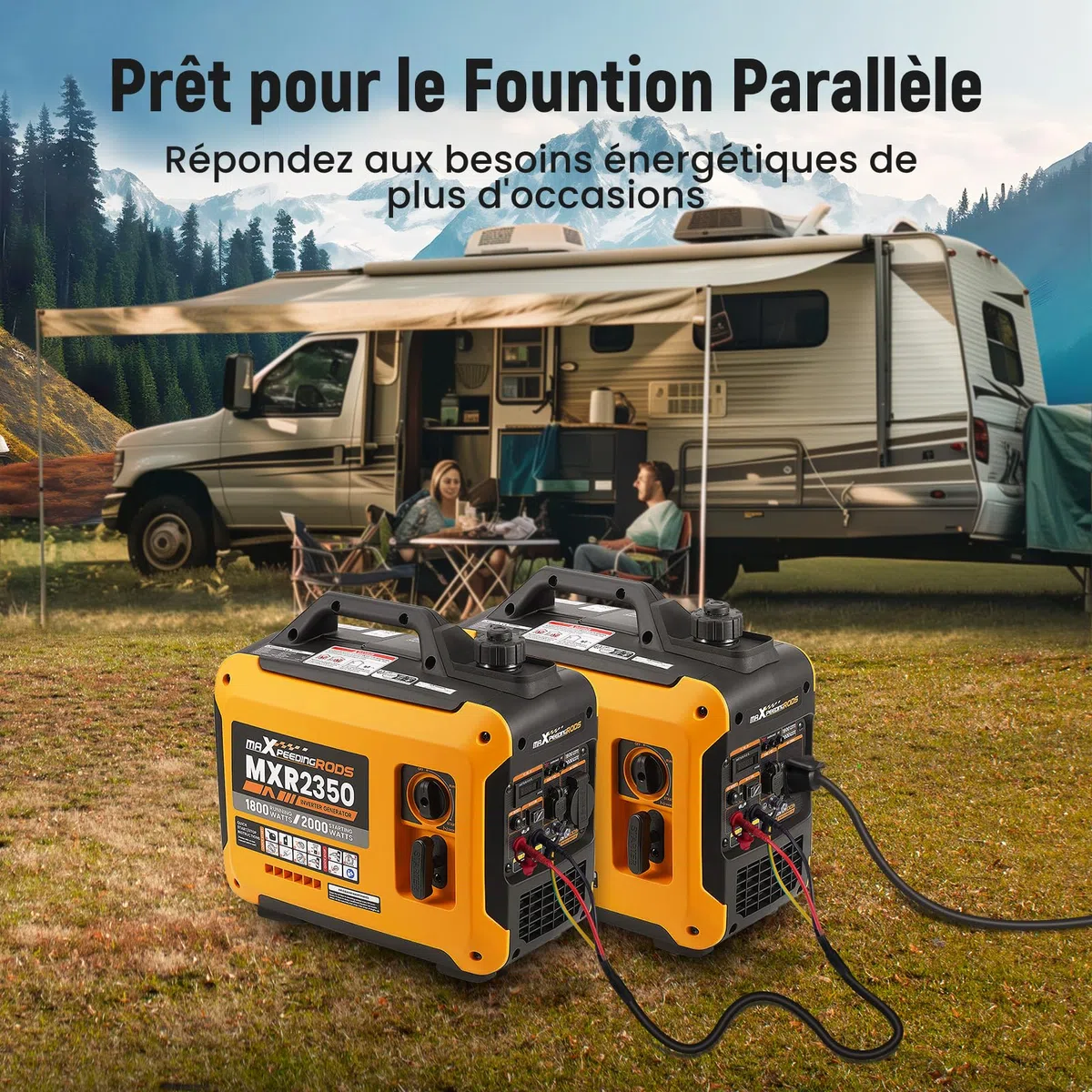 maXpeedingrods 2000W Generateur Electrique Groupe Electrogene Inverter Silencieux Essence 4 Temps avec Prises USB et 230 V, Affichage Numérique, Compact et Léger pour les Caravanes Camping VR
